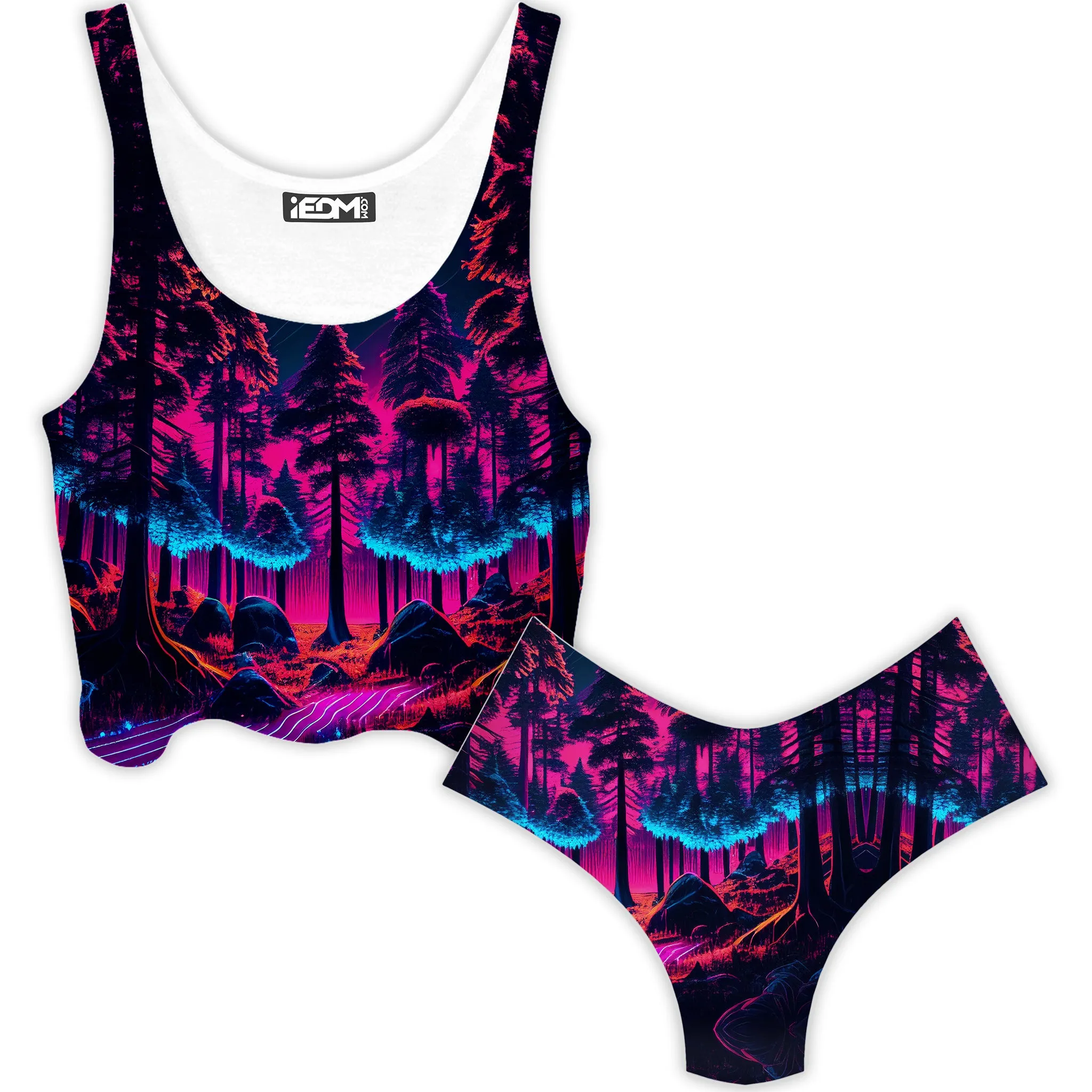 Neon Forest Crop Top and Booty Shorts Combo sold by iEDM