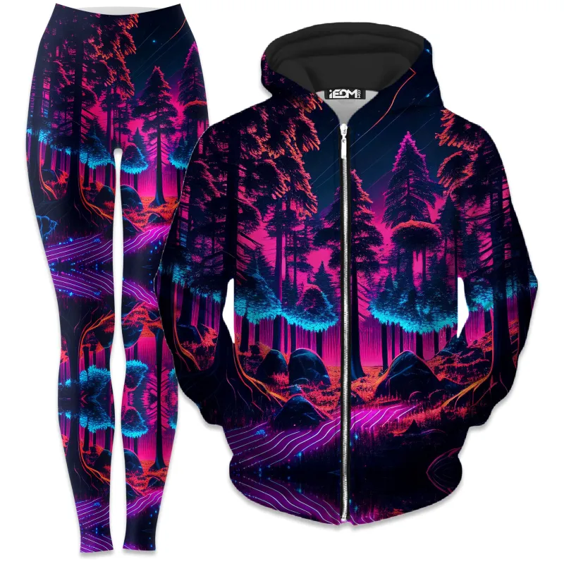 Neon Forest Zip-Up Hoodie and Leggings Combo sold by iEDM