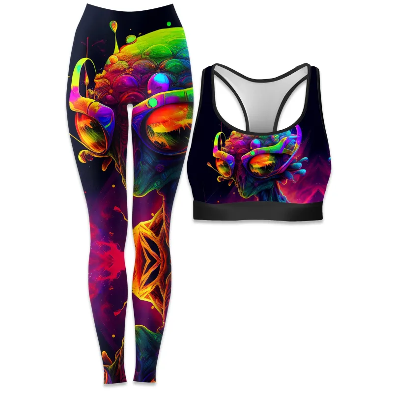 Psychedelic Alien Rave Bra and Leggings Combo sold by iEDM