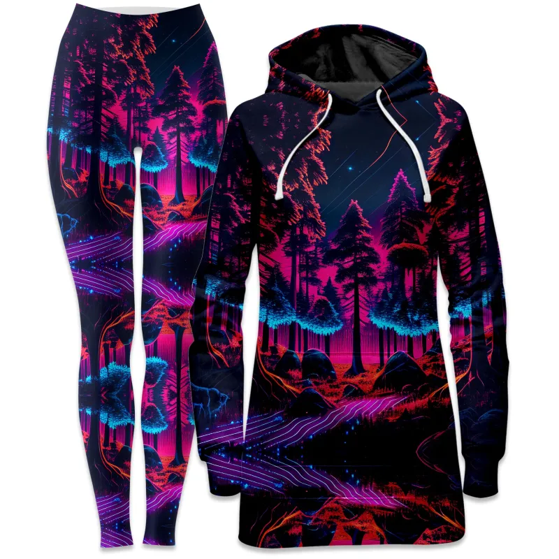 Neon Forest Hoodie Dress and Leggings Combo sold by iEDM