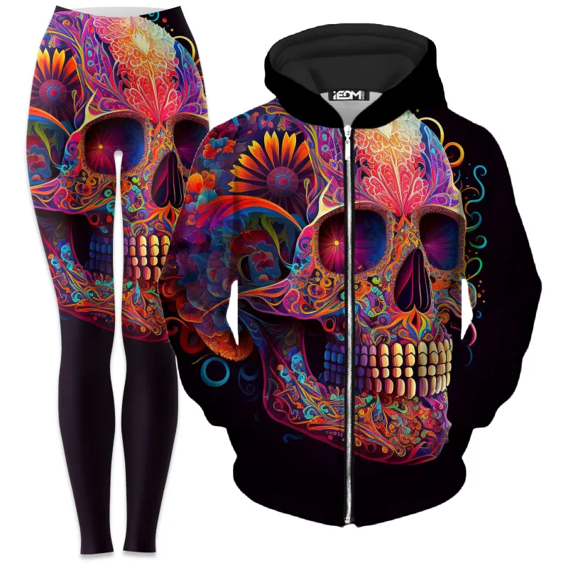 DOTD Skull Zip-Up Hoodie and Leggings Combo sold by iEDM