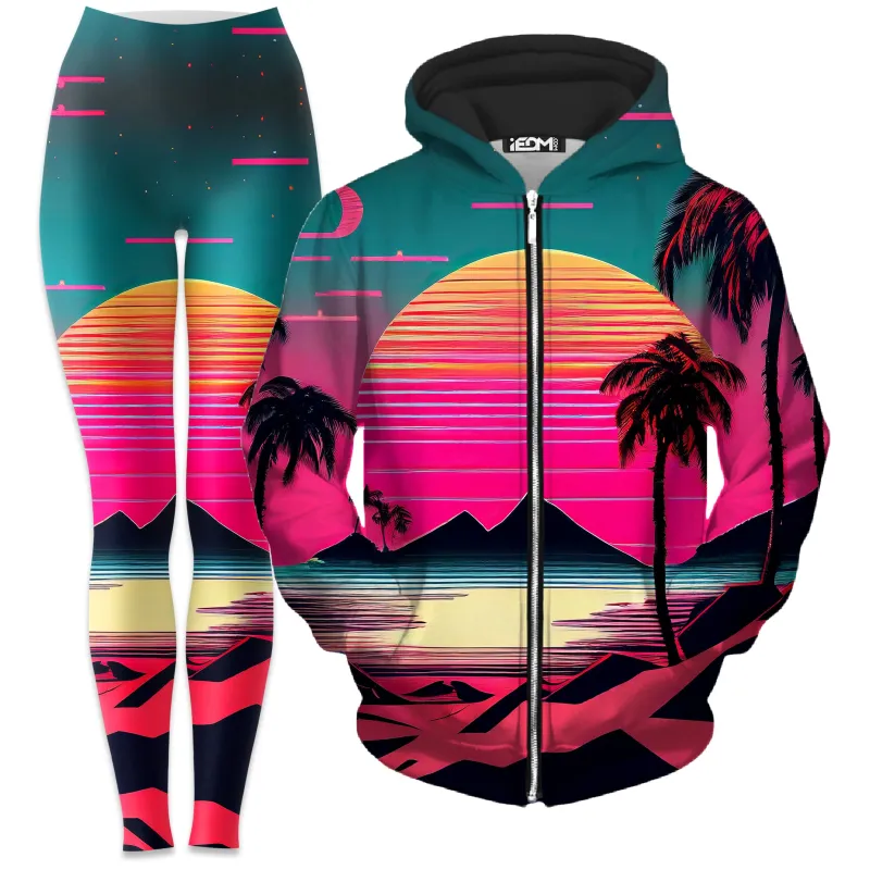 Beach Sunset Zip-Up Hoodie and Leggings Combo sold by iEDM