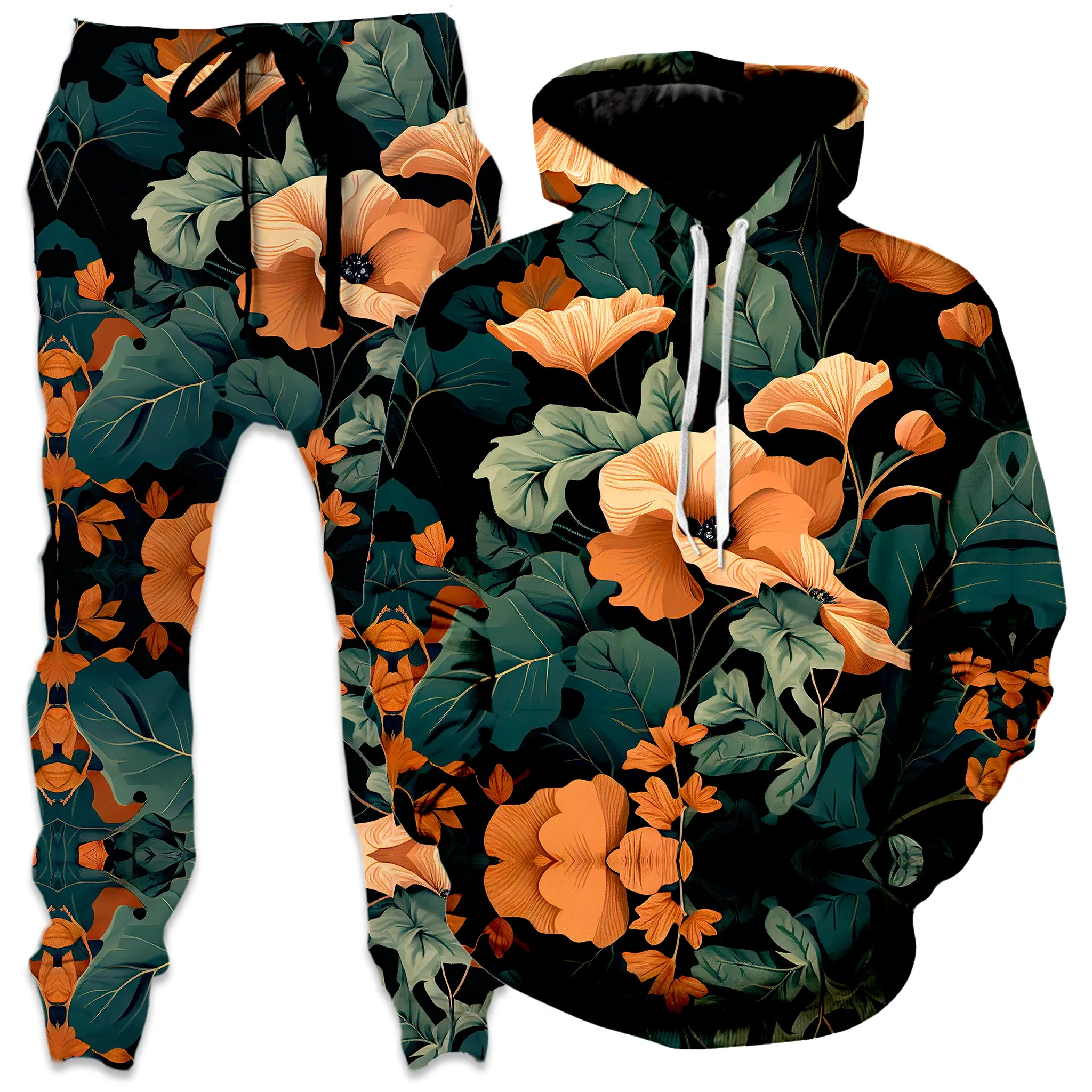 Tangerine Floral Hoodie and Joggers Combo sold by iEDM