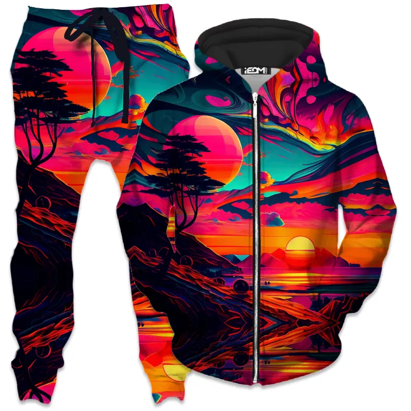 Sunset Melt Zip-Up Hoodie and Joggers Combo sold by iEDM