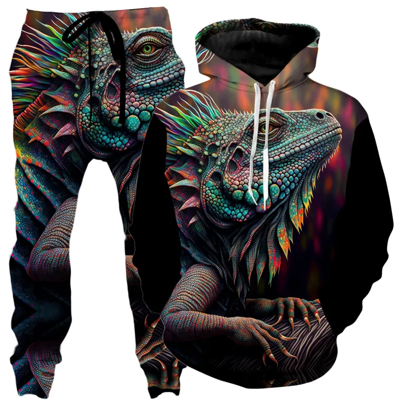 Psychedelic Giant Iguana 2.0 Hoodie and Joggers Combo sold by iEDM