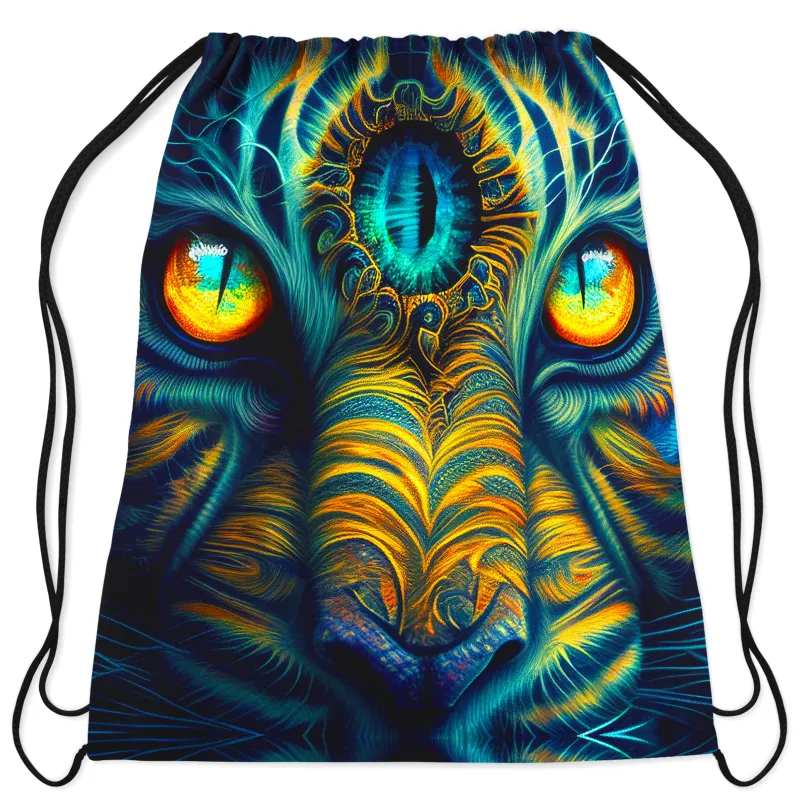Tiger Eyes Psychedelic Drawstring Bag sold by iEDM