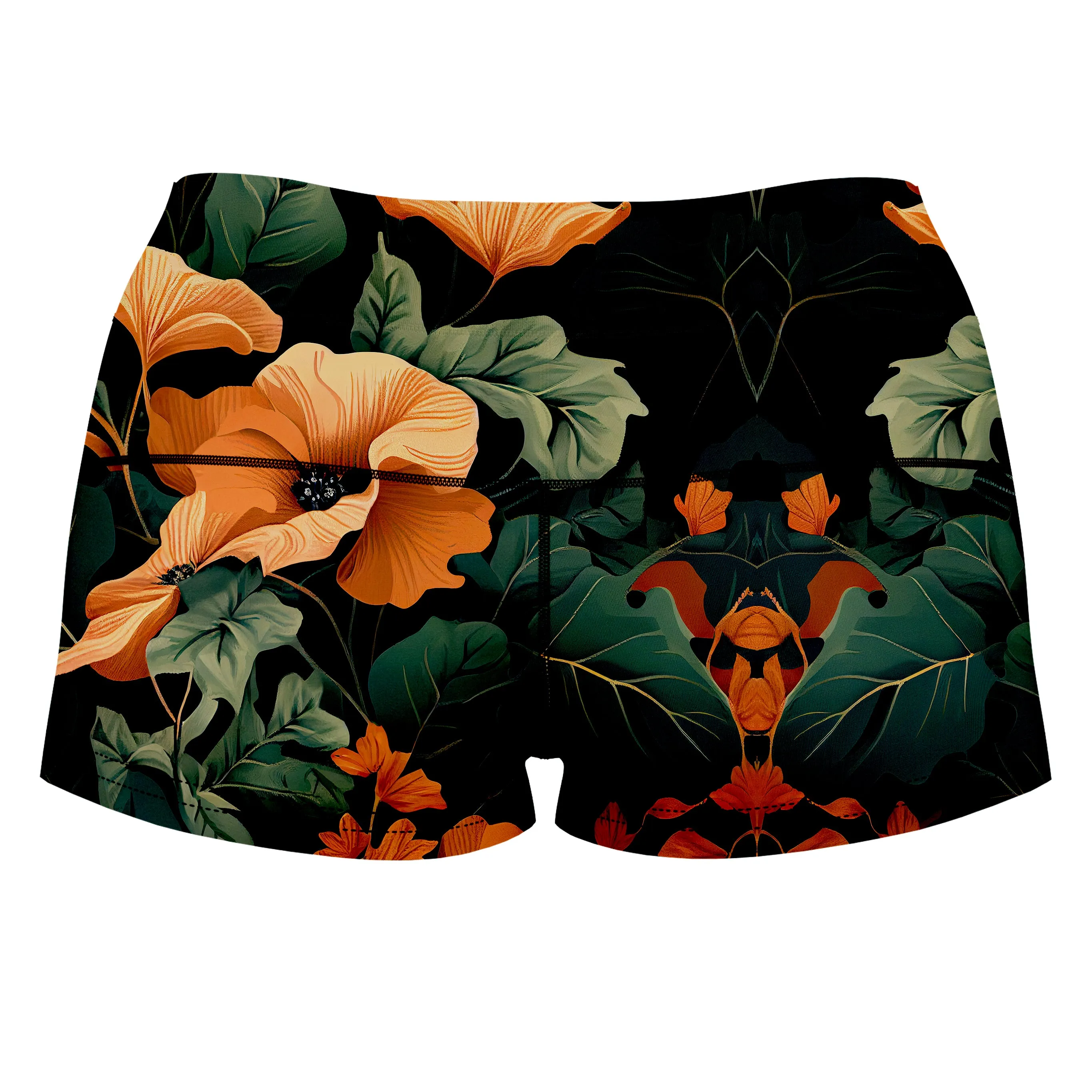 Tangerine Floral High-Waisted Women's Shorts sold by iEDM product image thumbnail 2