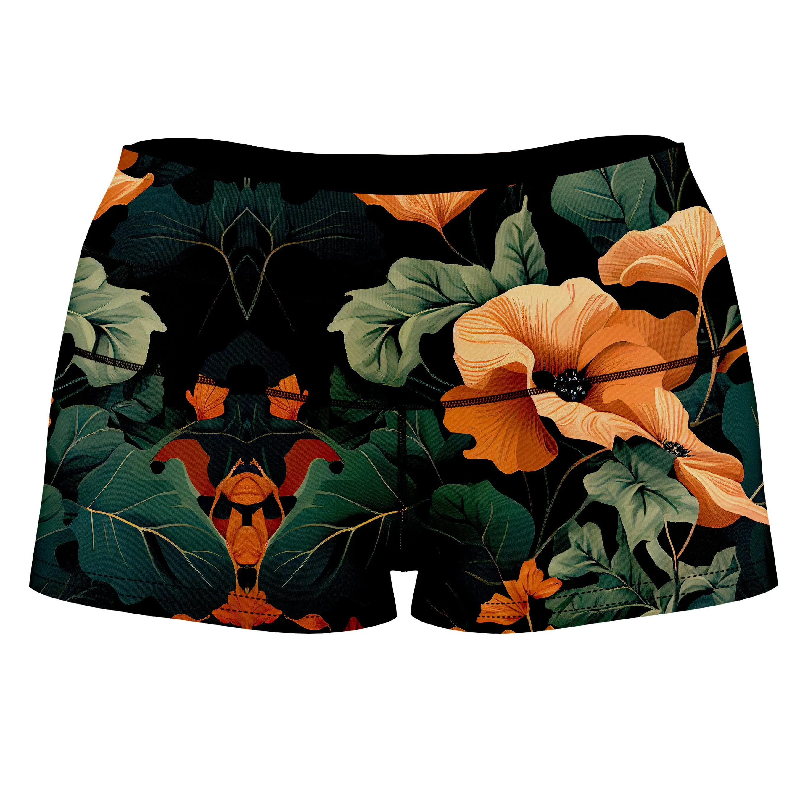 Tangerine Floral High-Waisted Women's Shorts sold by iEDM
