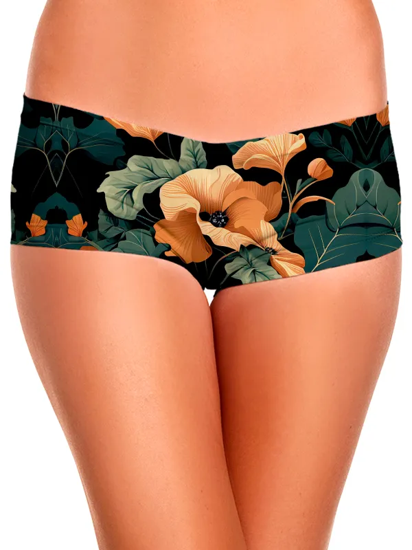 Tangerine Floral Booty Shorts sold by iEDM