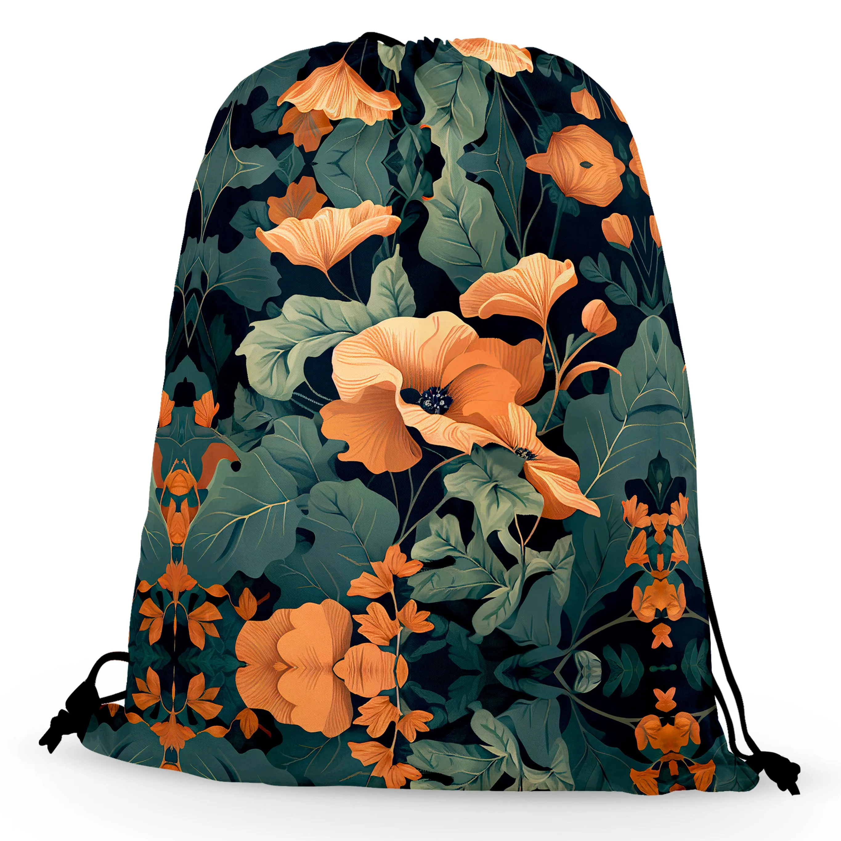 Tangerine Floral Drawstring Bag sold by iEDM product image thumbnail 2