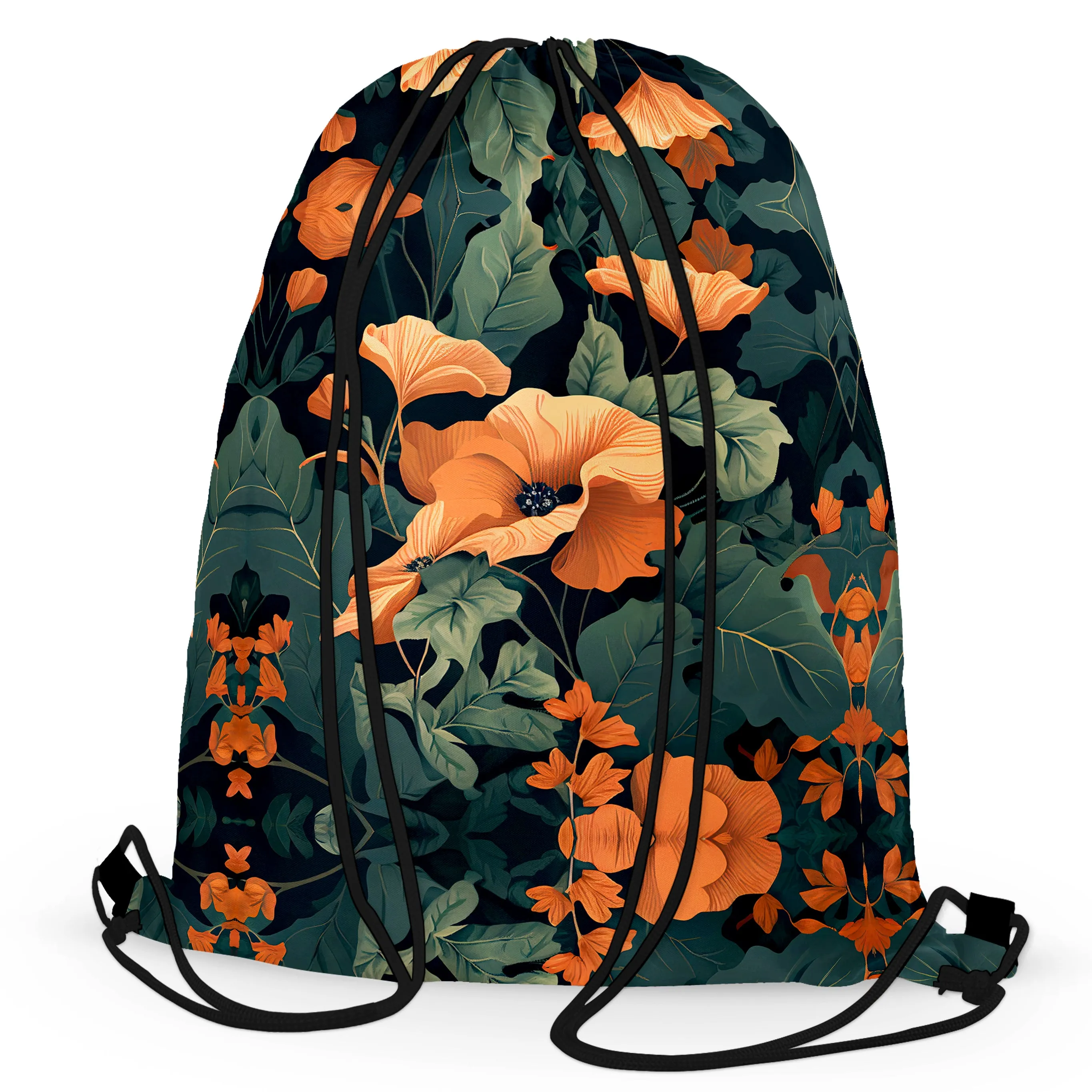 Tangerine Floral Drawstring Bag sold by iEDM product image thumbnail 3
