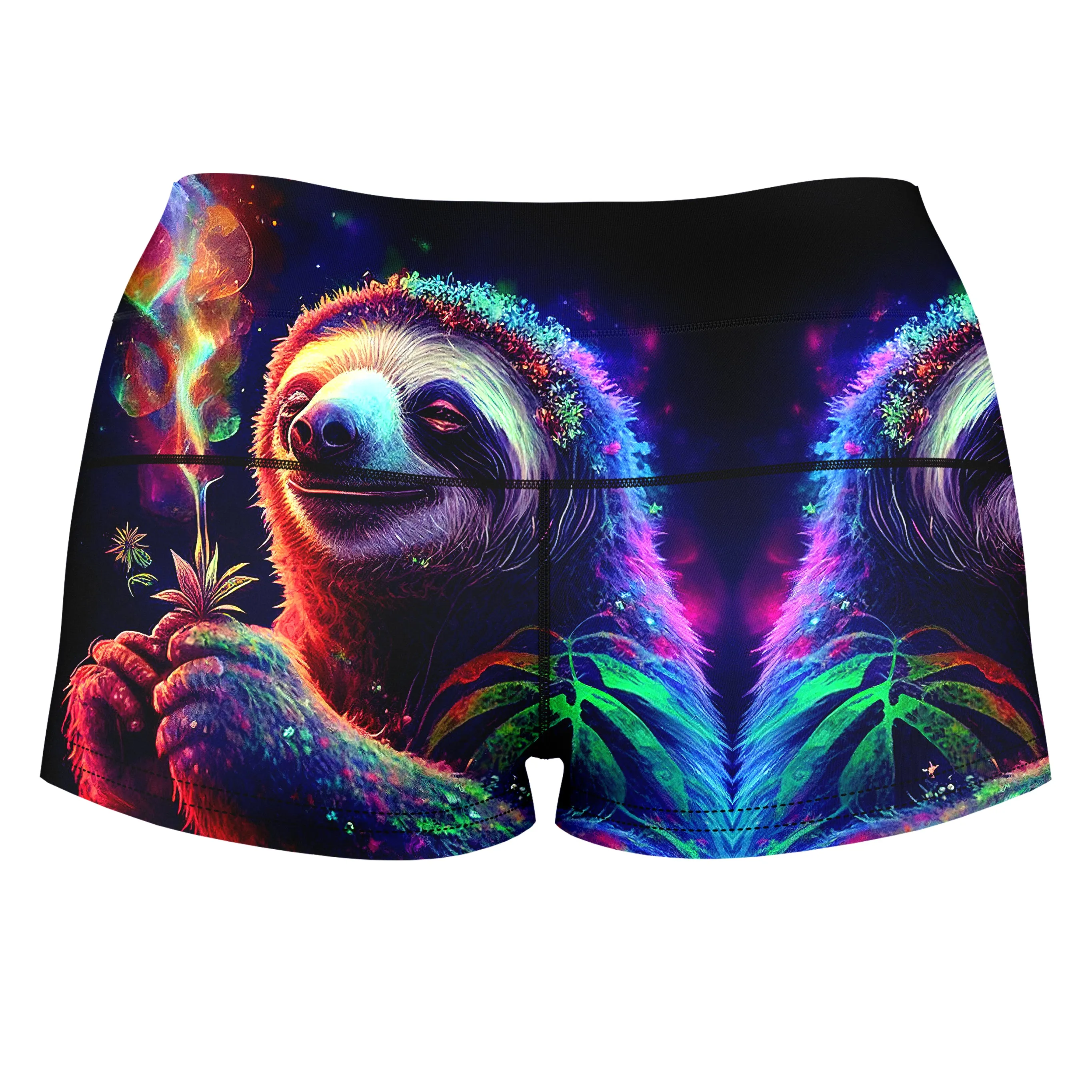 Chill Sloth High-Waisted Women's Shorts sold by iEDM product image thumbnail 2