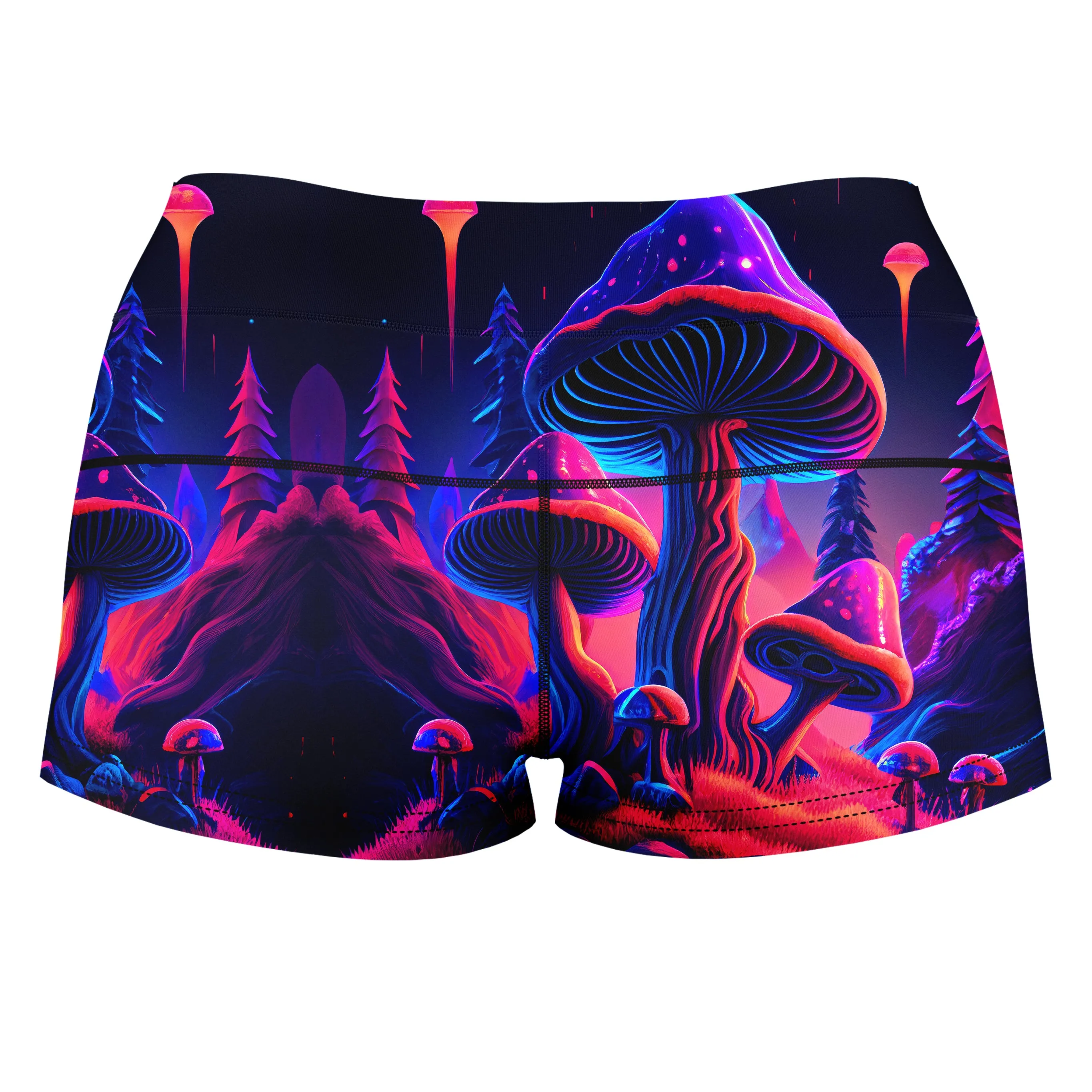 Shroom Trip High-Waisted Women's Shorts sold by iEDM product image thumbnail 2