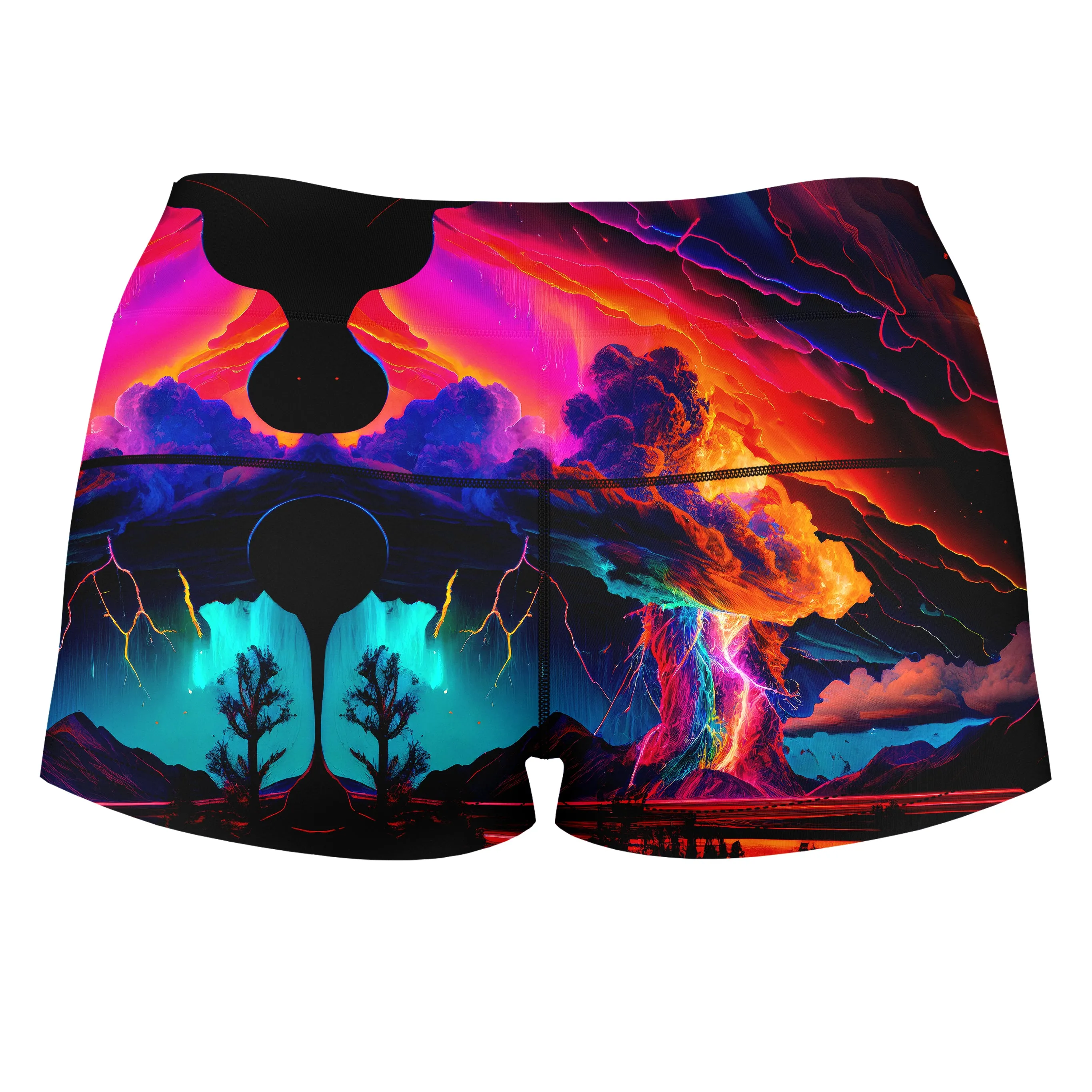 Rainbow Storm High-Waisted Women's Shorts sold by iEDM product image thumbnail 2