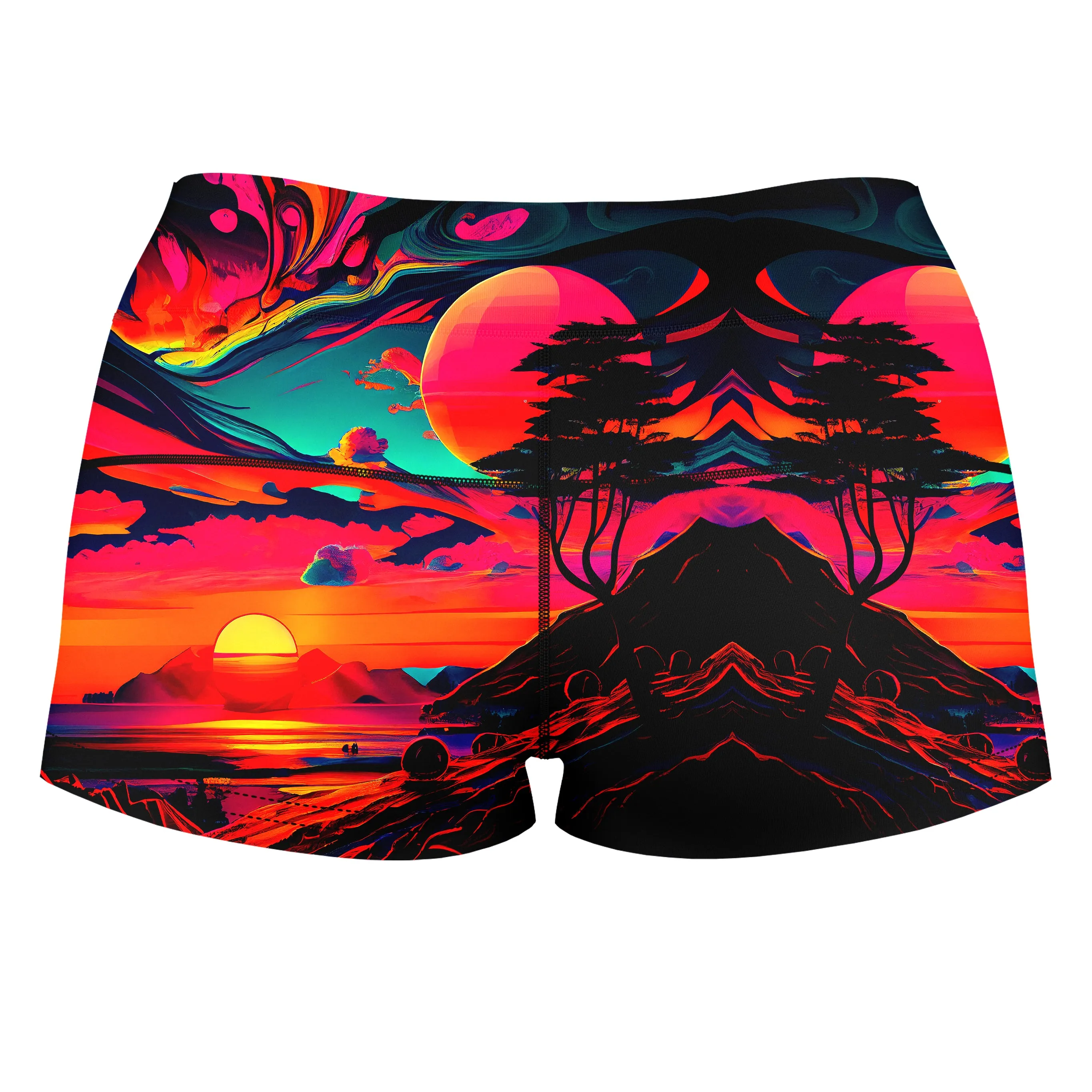 Sunset Melt High-Waisted Women's Shorts sold by iEDM product image thumbnail 2