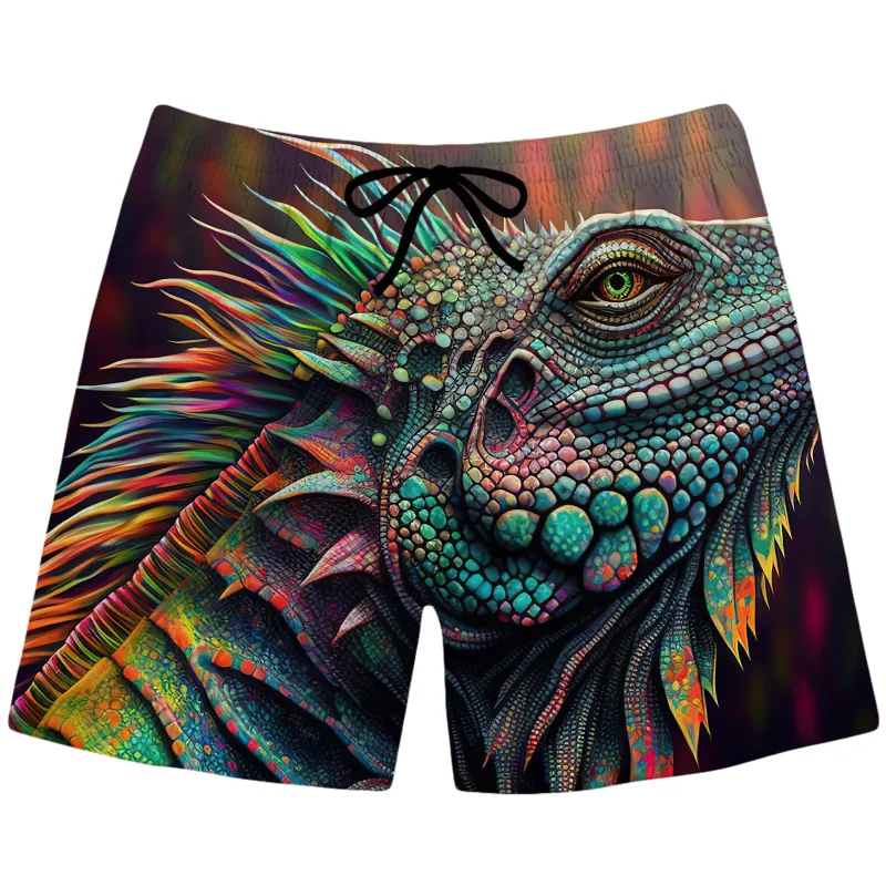 Psychedelic Giant Iguana 2.0 Swim Trunks sold by iEDM