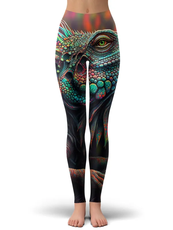 Psychedelic Giant Iguana 2.0 Leggings sold by iEDM