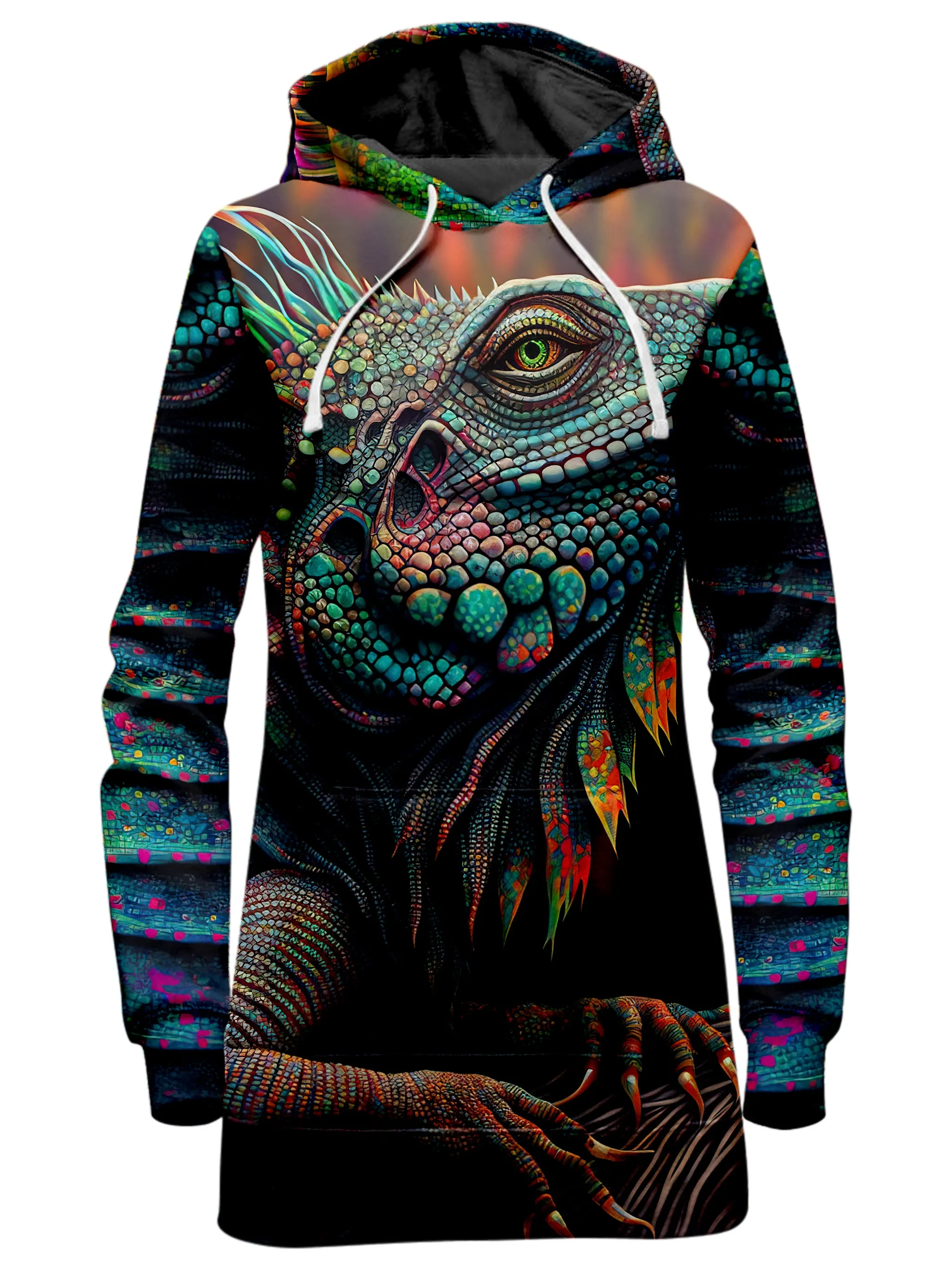 Psychedelic Giant Iguana 2.0 Hoodie Dress sold by iEDM