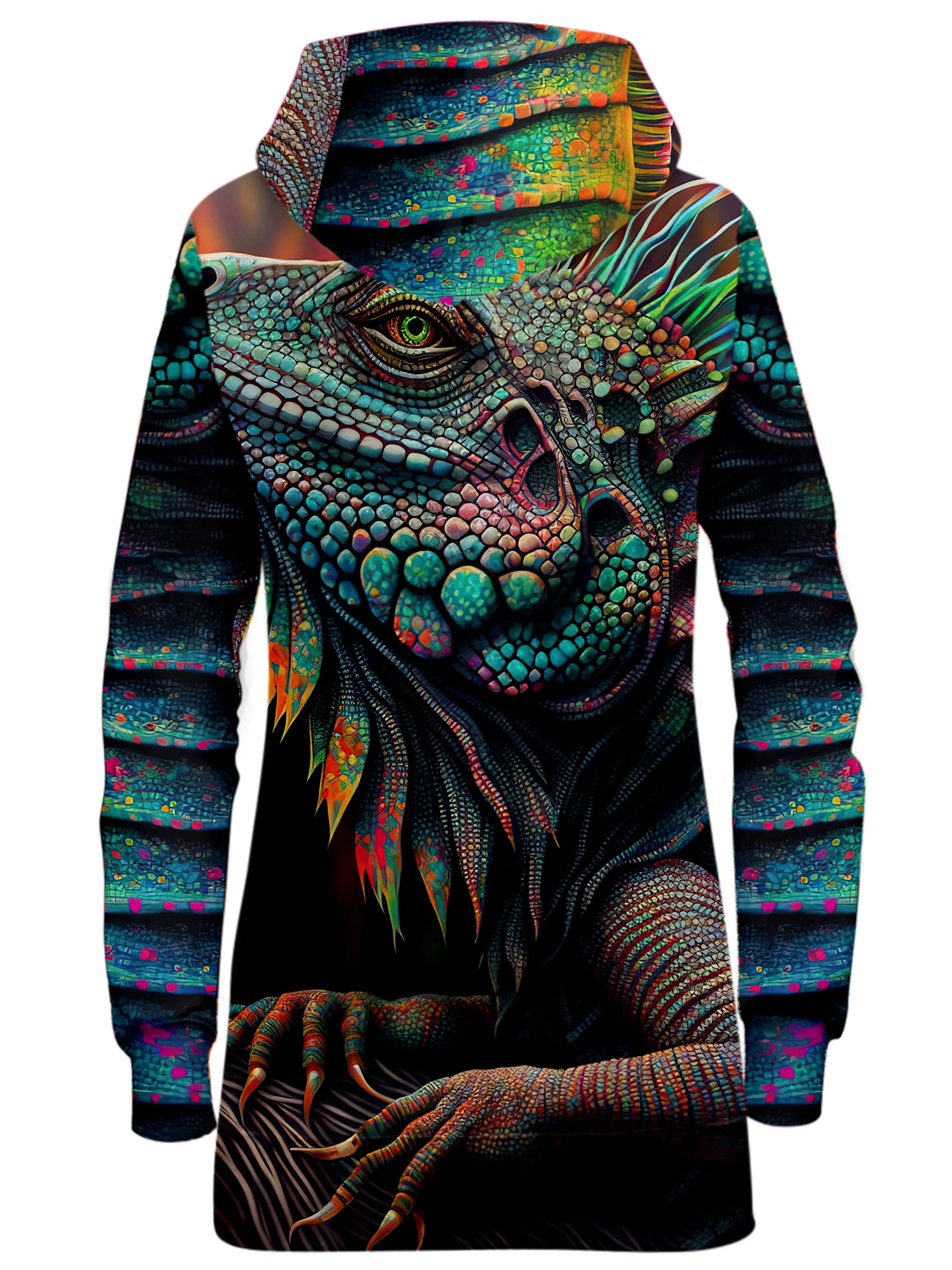 Psychedelic Giant Iguana 2.0 Hoodie Dress sold by iEDM product image thumbnail 2