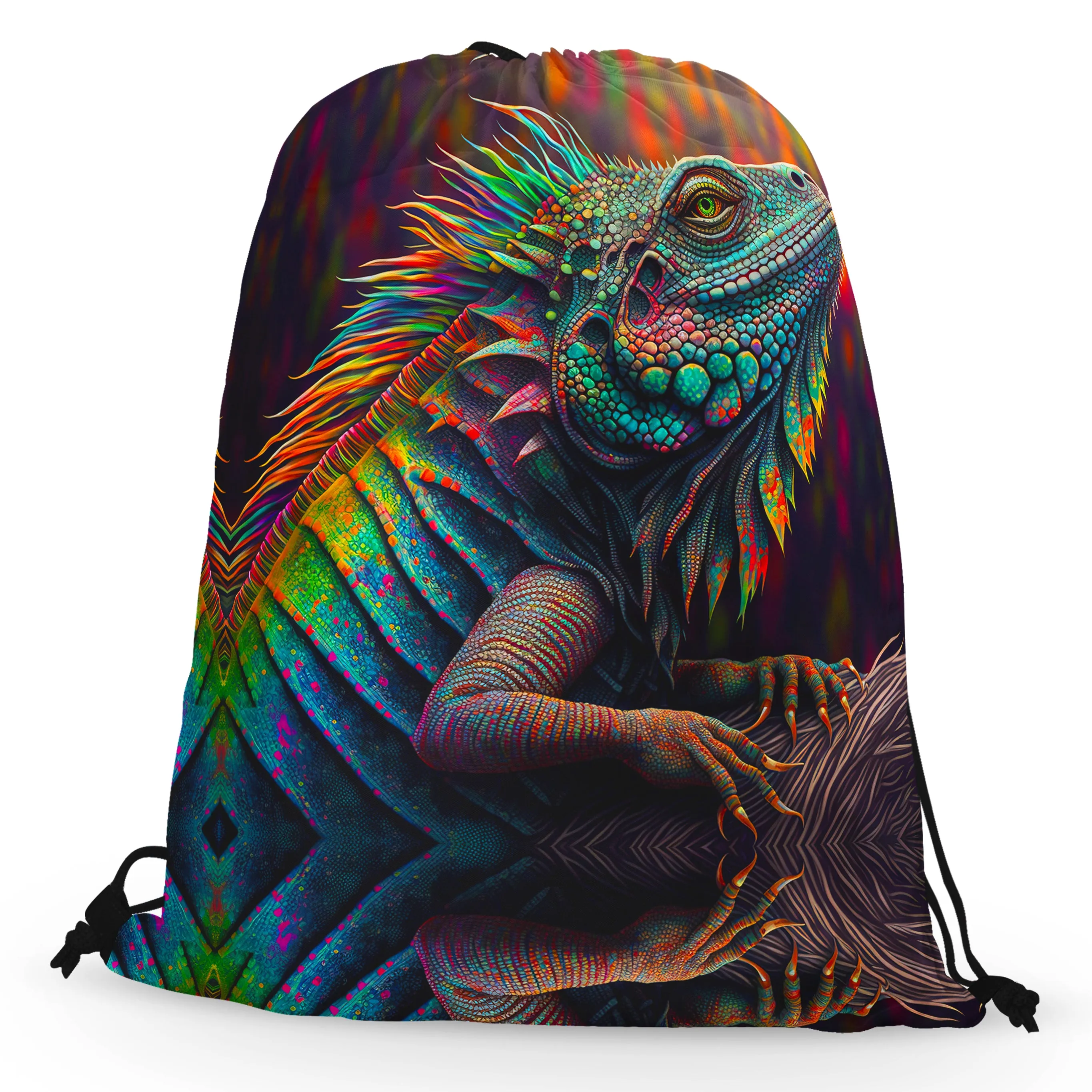 Psychedelic Giant Iguana 2.0 Drawstring Bag sold by iEDM product image thumbnail 2