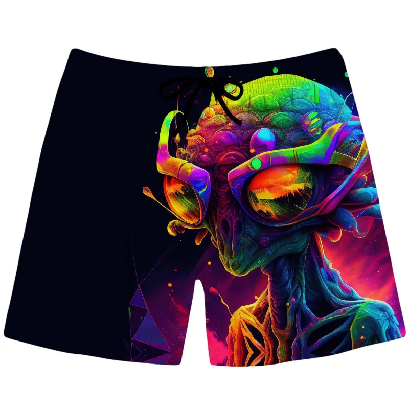 Psychedelic Alien Swim Trunks sold by iEDM