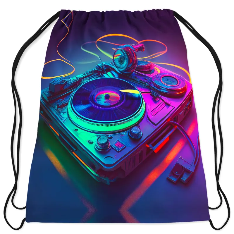 Neon Turntables Drawstring Bag sold by iEDM