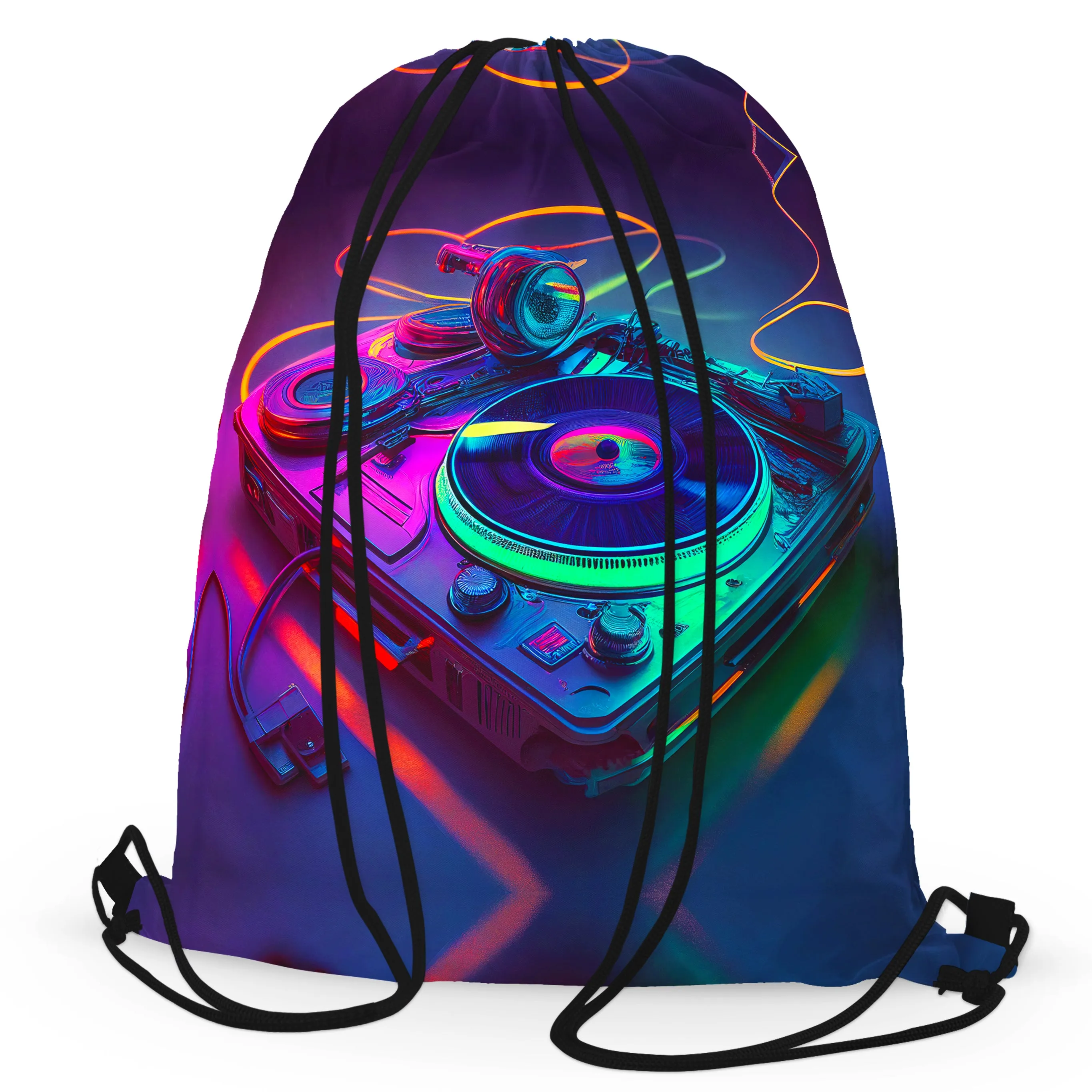 Neon Turntables Drawstring Bag sold by iEDM product image thumbnail 3