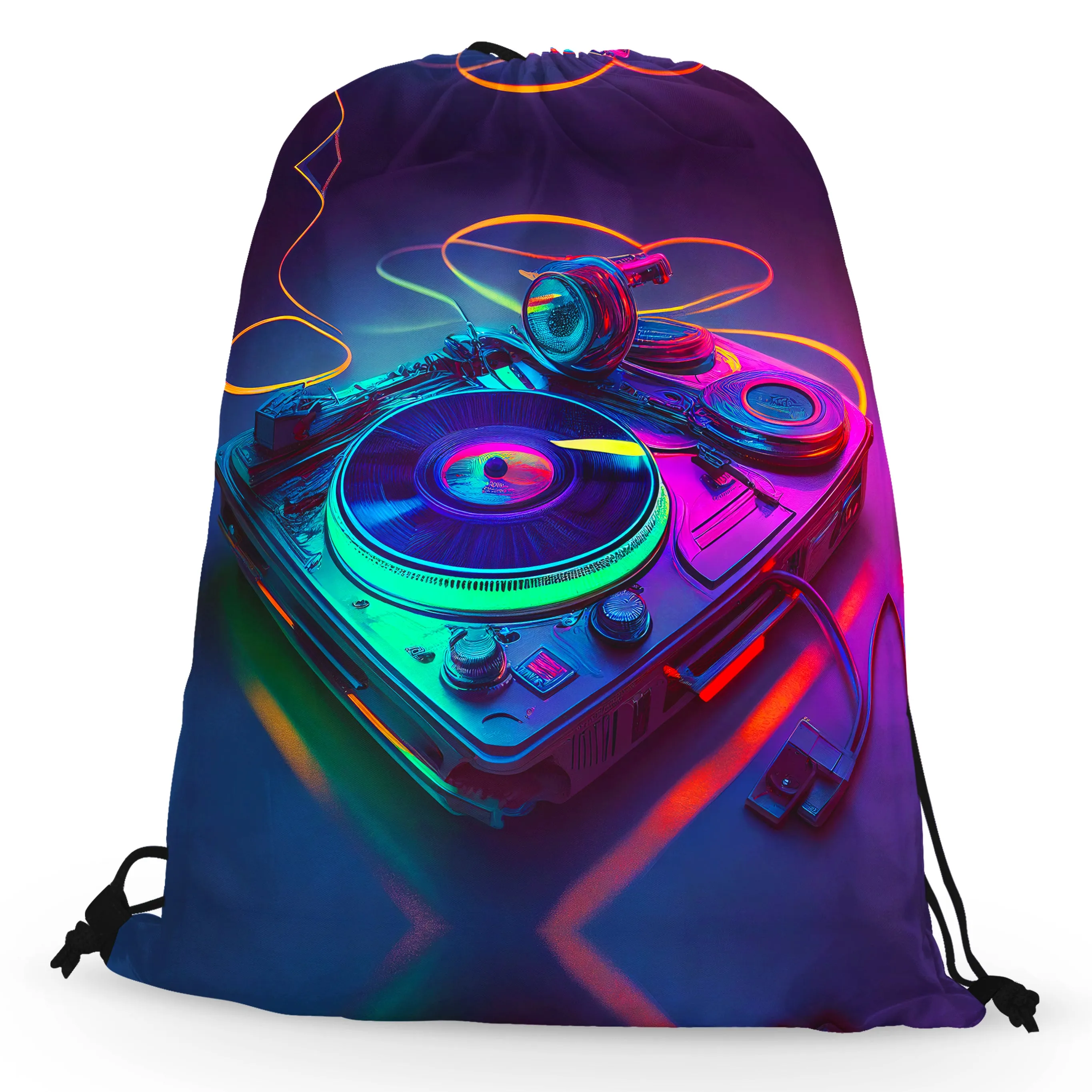 Neon Turntables Drawstring Bag sold by iEDM product image thumbnail 2