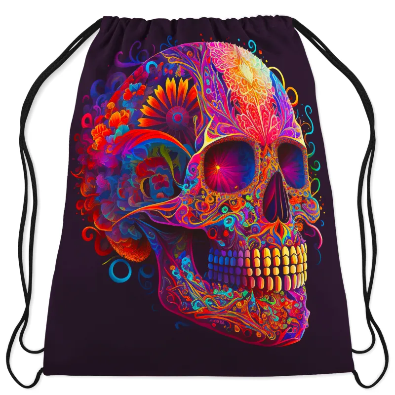 DOTD Skull Psychedelic Drawstring Bag sold by iEDM