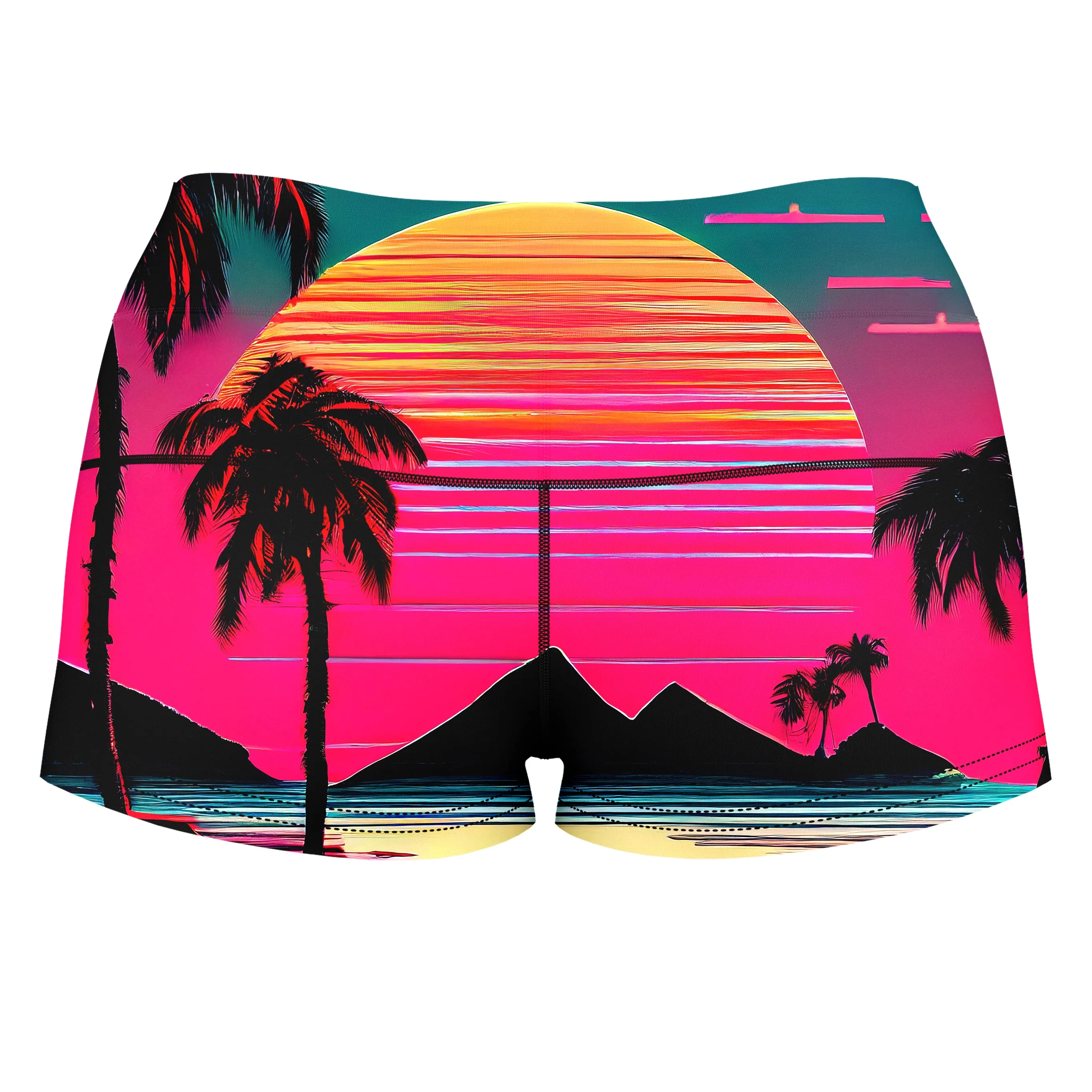 Beach Sunset High-Waisted Women's Shorts sold by iEDM product image thumbnail 2