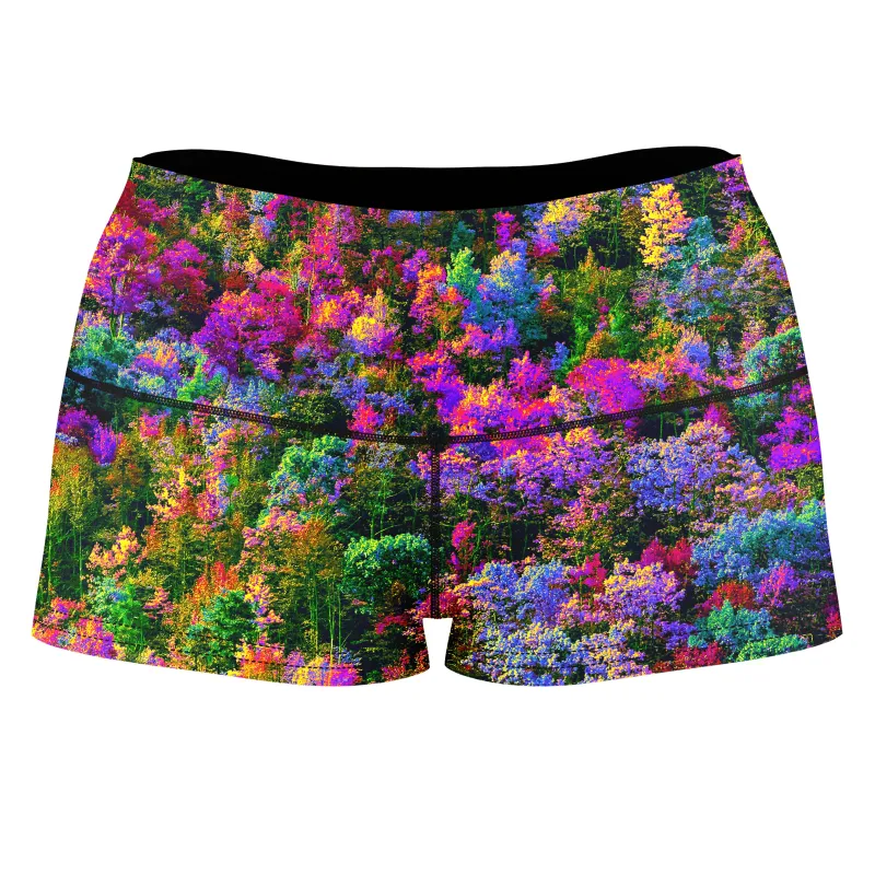 Psychedelic Forest High-Waisted Women's Shorts made by iEDM
