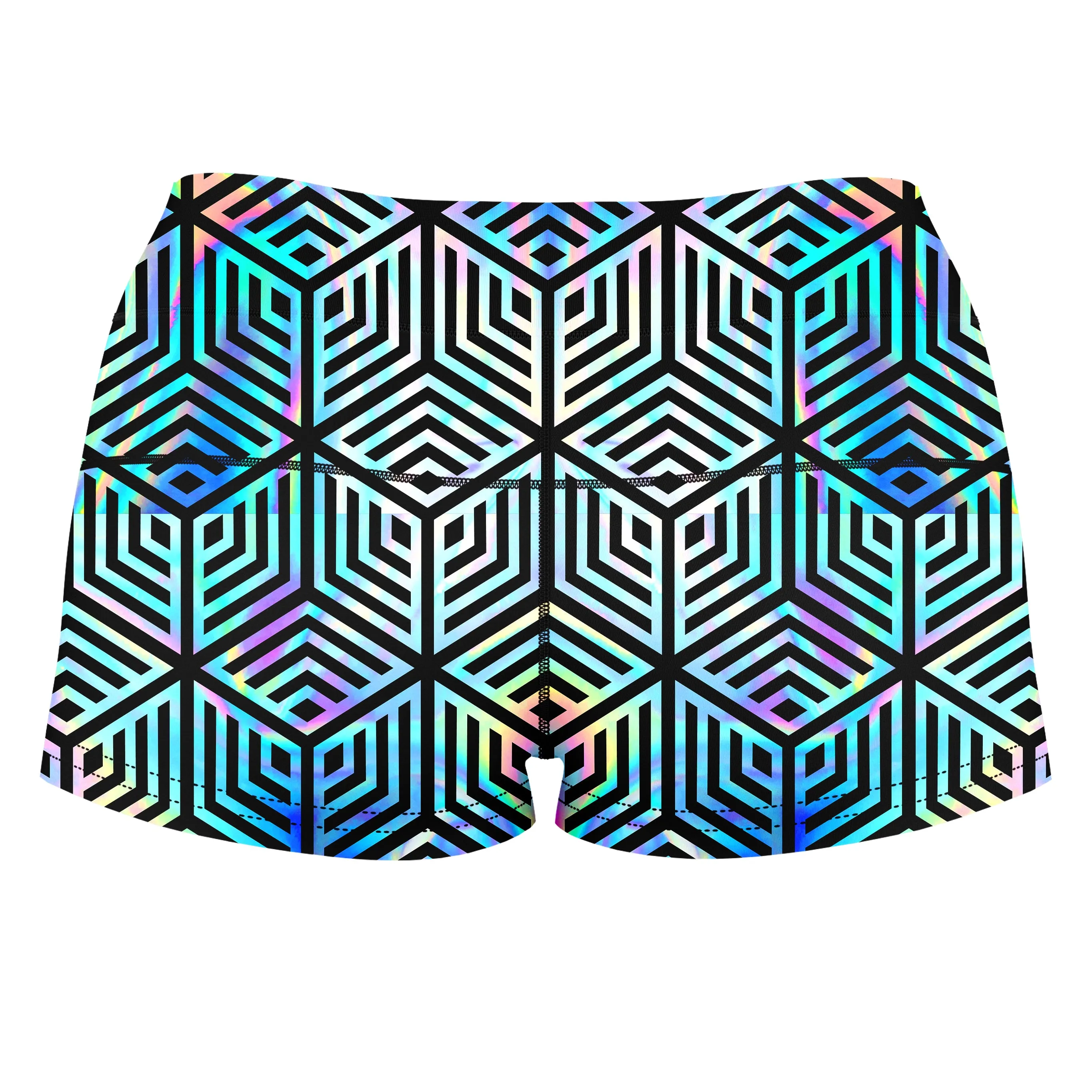 Holographic Hexagon High-Waisted Women's Shorts sold by iEDM product image thumbnail 2