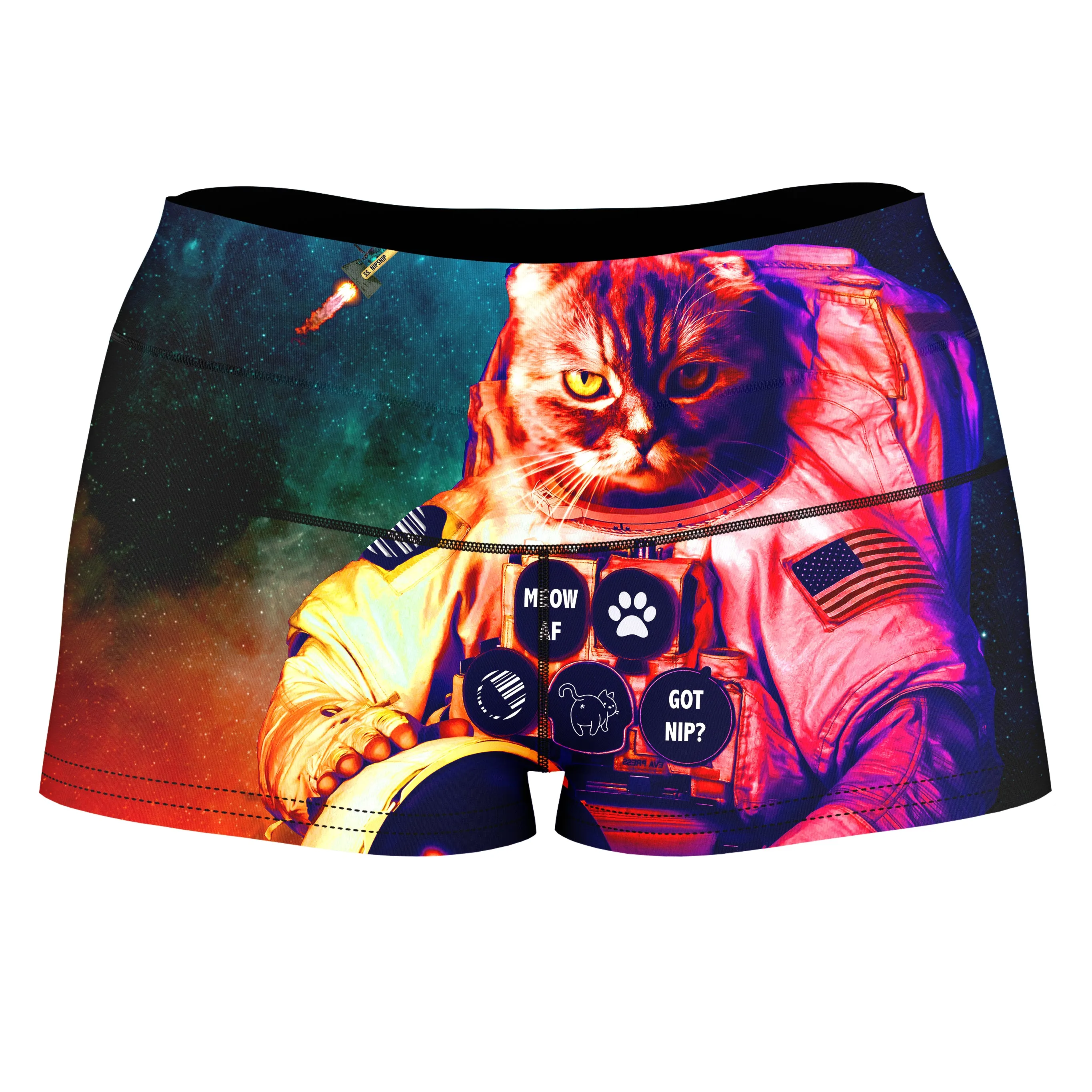 Catstronaut High-Waisted Women's Shorts sold by iEDM