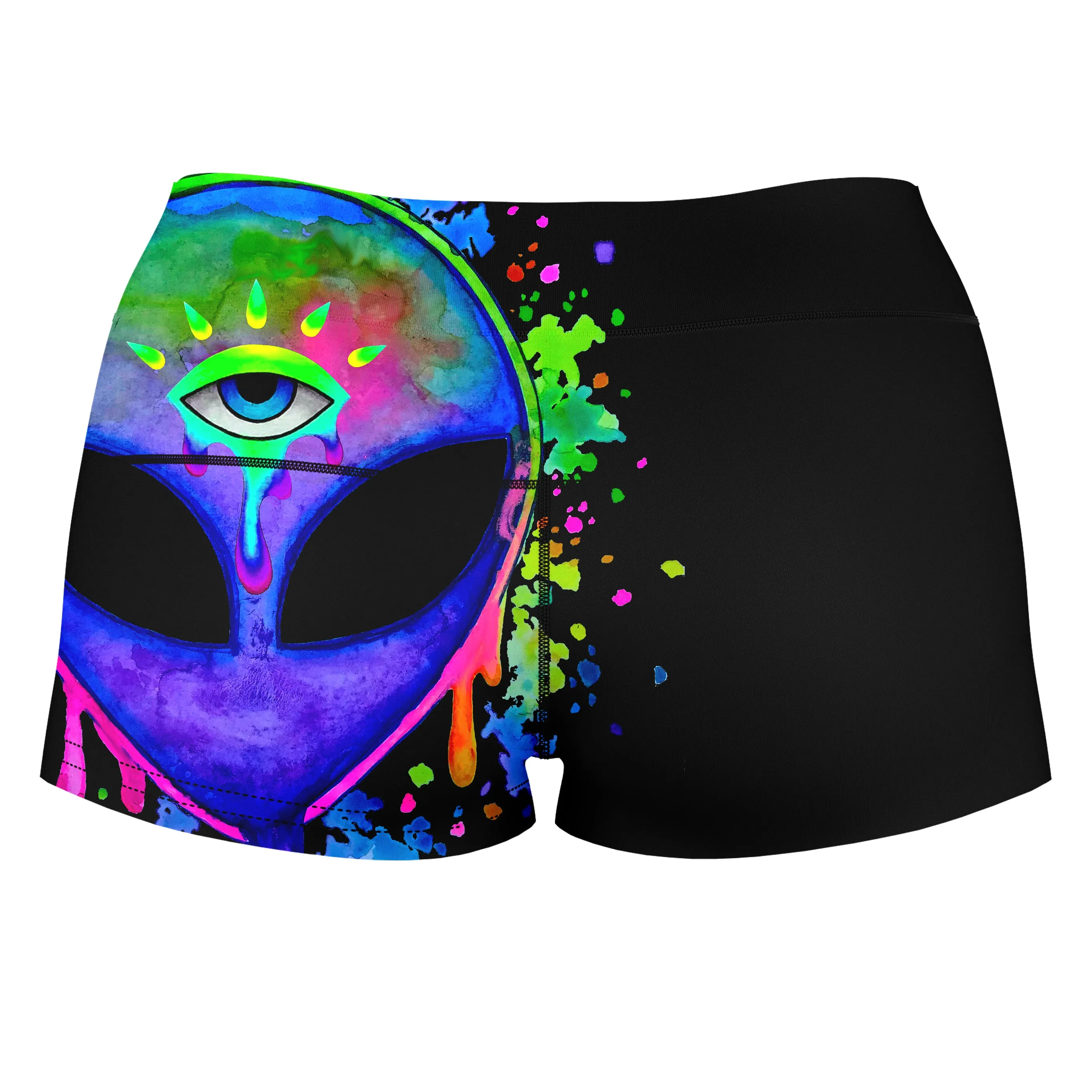 Splatter Alien High-Waisted Women's Shorts sold by iEDM product image thumbnail 2