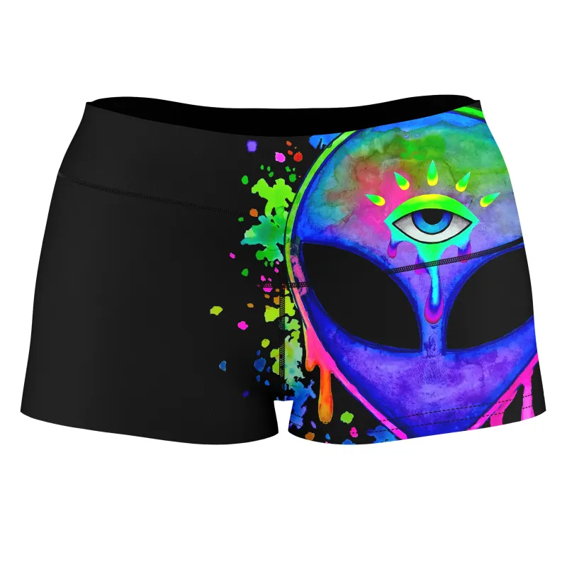 Splatter Alien High-Waisted Women's Shorts sold by iEDM