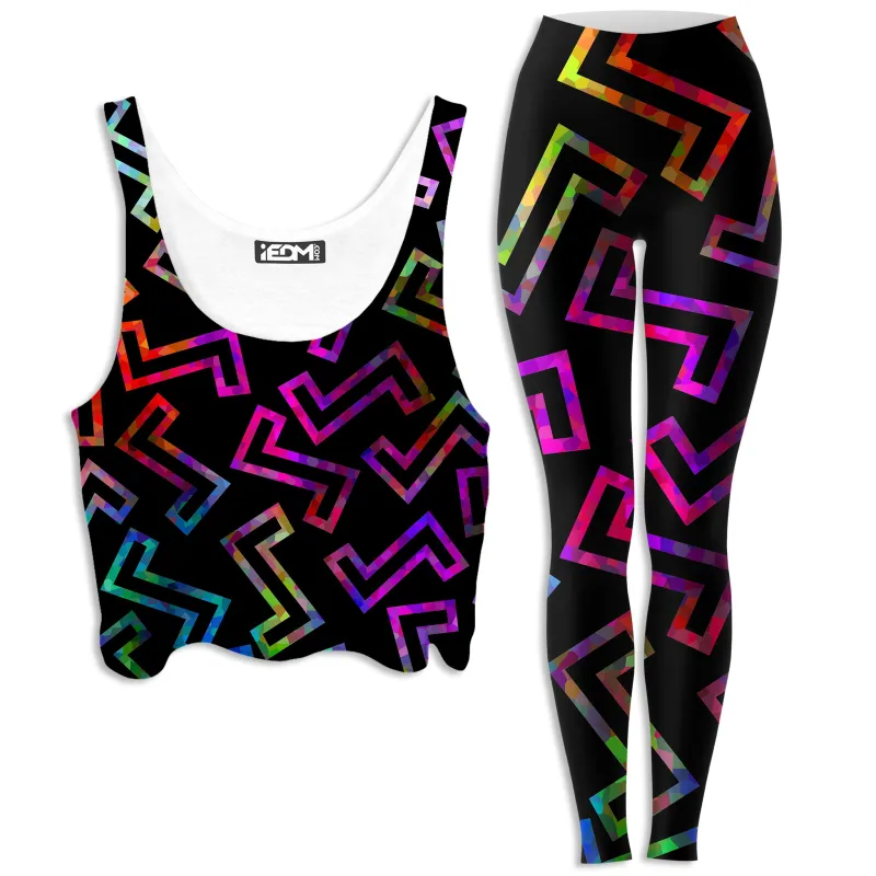 Sparkle Geometric Crop Top and Leggings Combo sold by iEDM