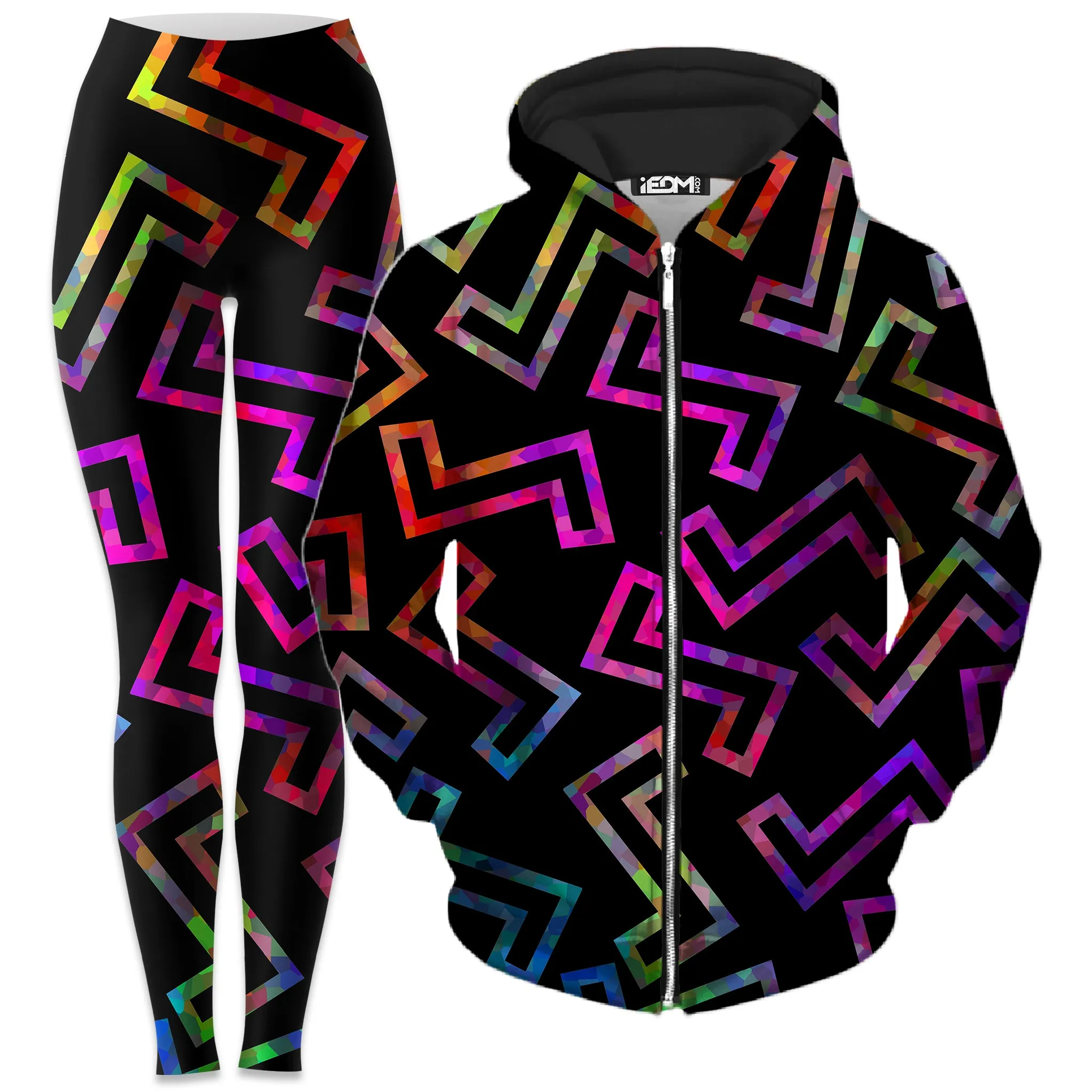 Sparkle Geometric Zip-Up Hoodie and Leggings Combo sold by iEDM