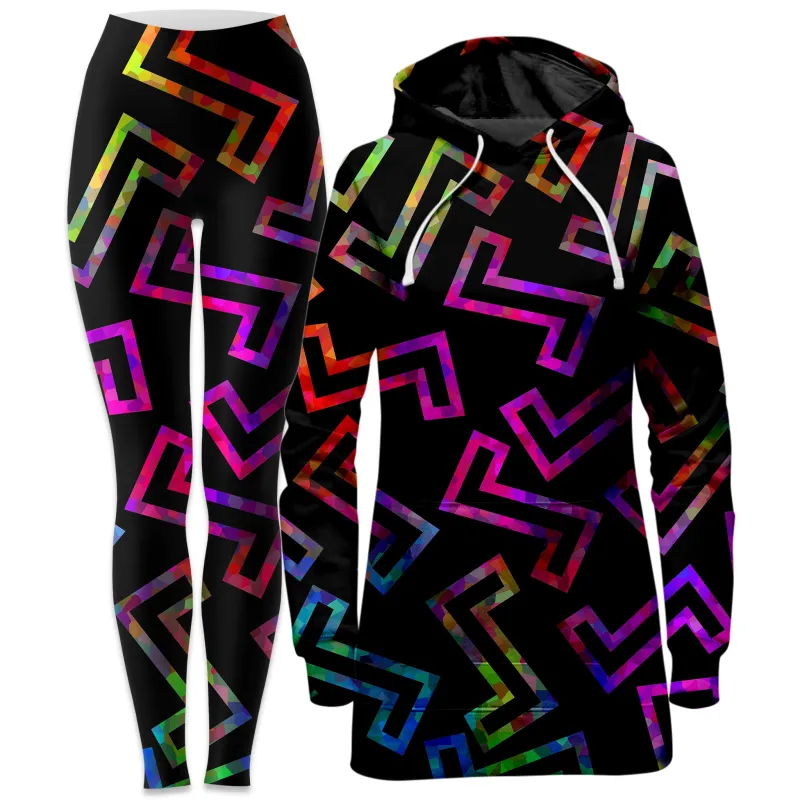 Sparkle Geometric Hoodie Dress and Leggings Combo sold by iEDM