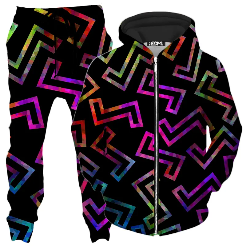 Sparkle Geometric Zip-Up Hoodie and Joggers Combo sold by iEDM