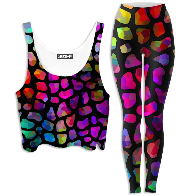 Jewel Giraffe Spots Crop Top and Leggings Combo sold by iEDM