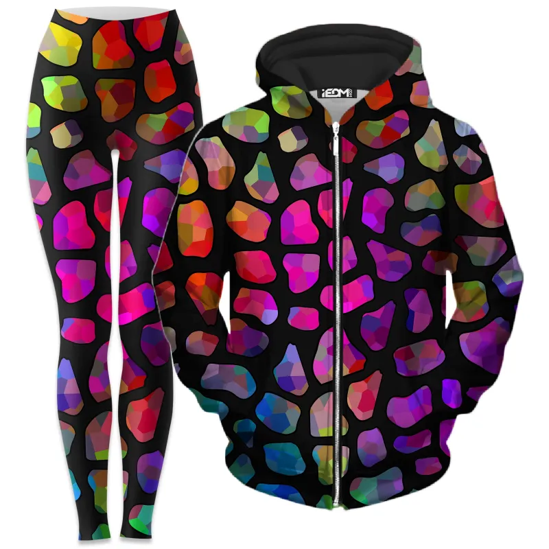 Jewel Giraffe Spots Zip-Up Hoodie and Leggings Combo sold by iEDM