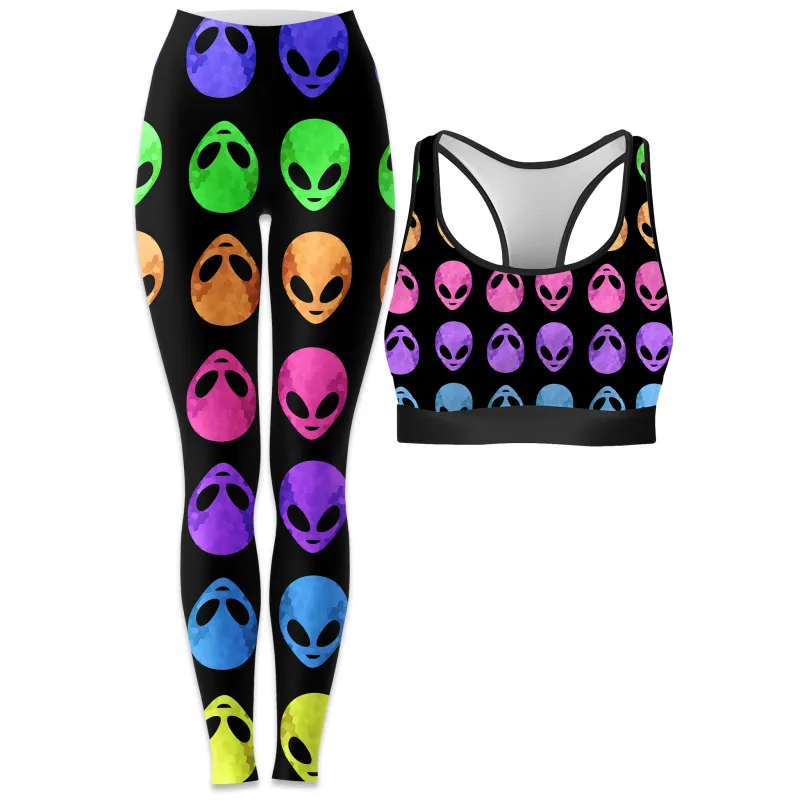 Alien Pattern Rave Bra and Leggings Combo sold by iEDM