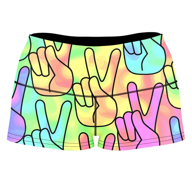 Trippy Peace Signs High-Waisted Women's Shorts sold by iEDM