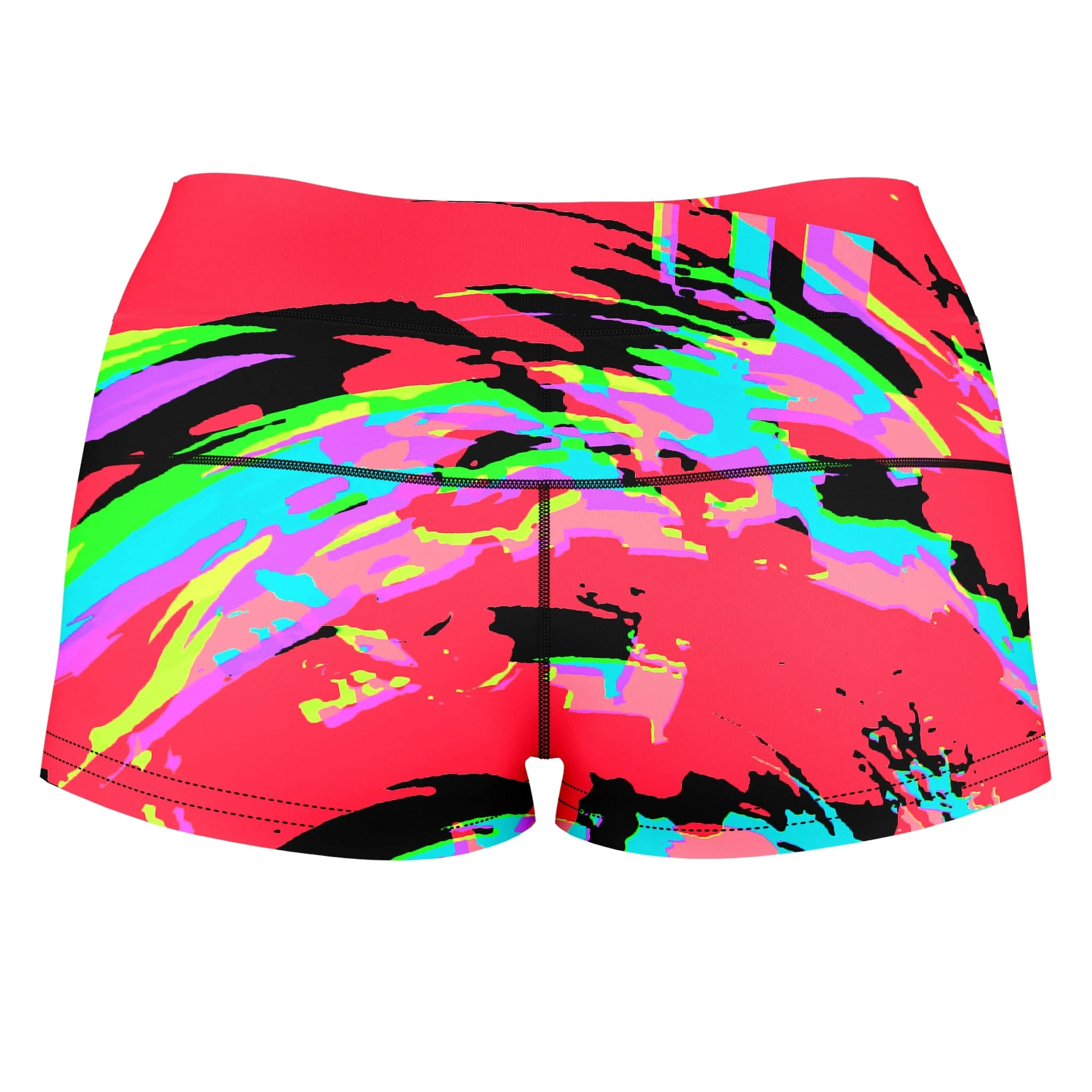Tropical Coral Glitch High-Waisted Women's Shorts sold by iEDM product image thumbnail 2