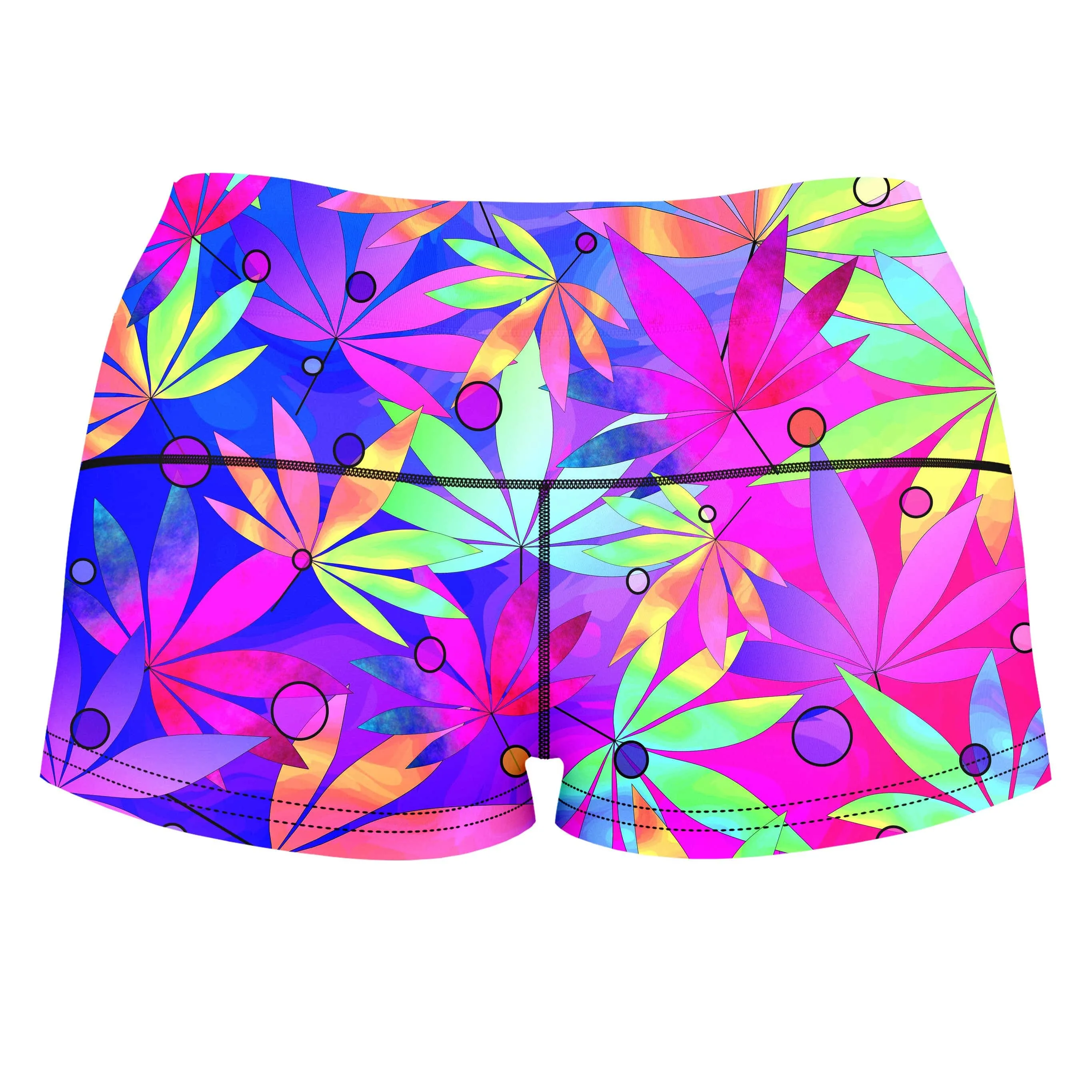 Whimsical Weed High-Waisted Women's Shorts sold by iEDM product image thumbnail 2