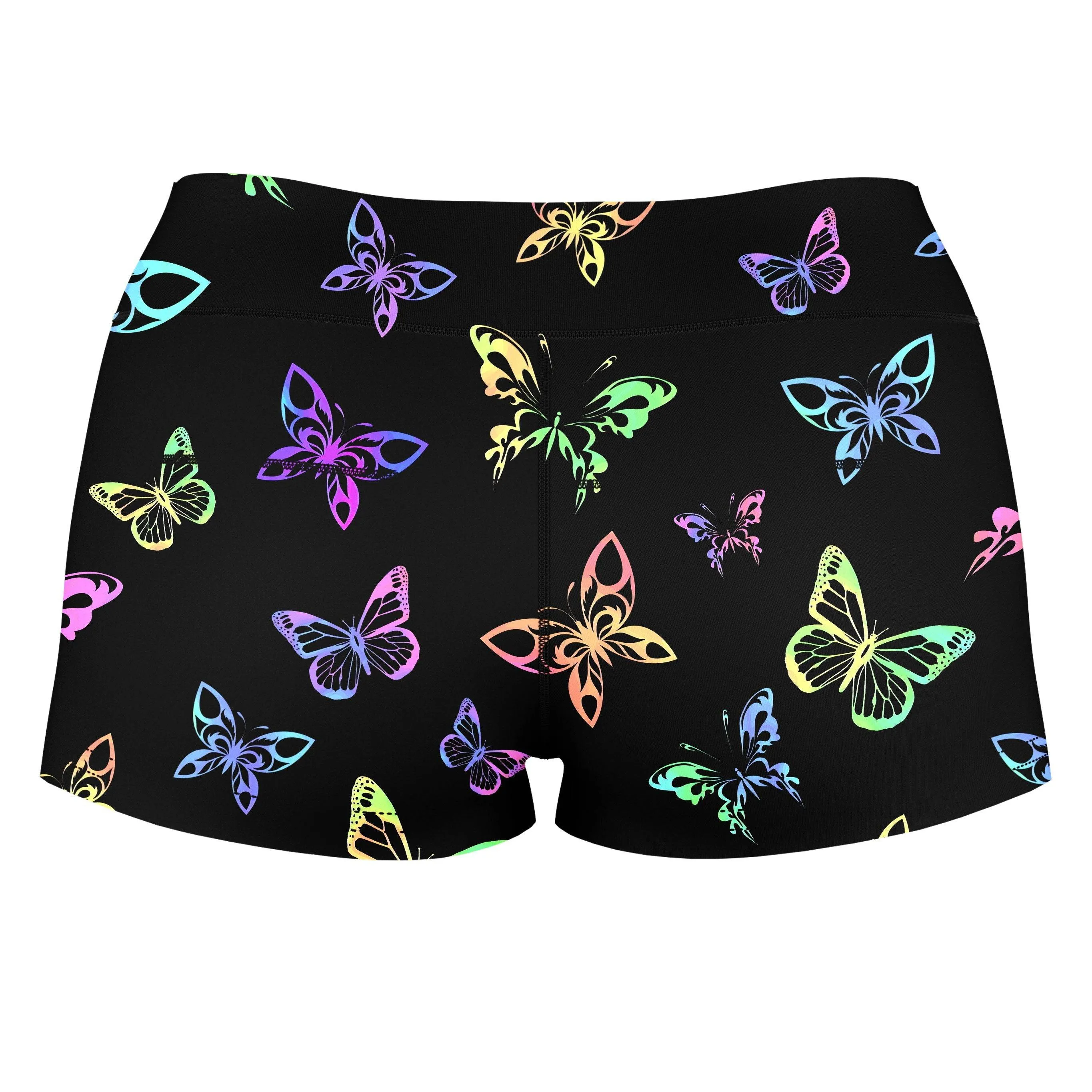 Psychedelic Butterflies High-Waisted Women's Shorts sold by iEDM product image thumbnail 2