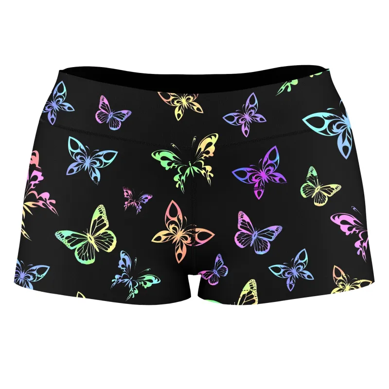 Psychedelic Butterflies High-Waisted Women's Shorts sold by iEDM