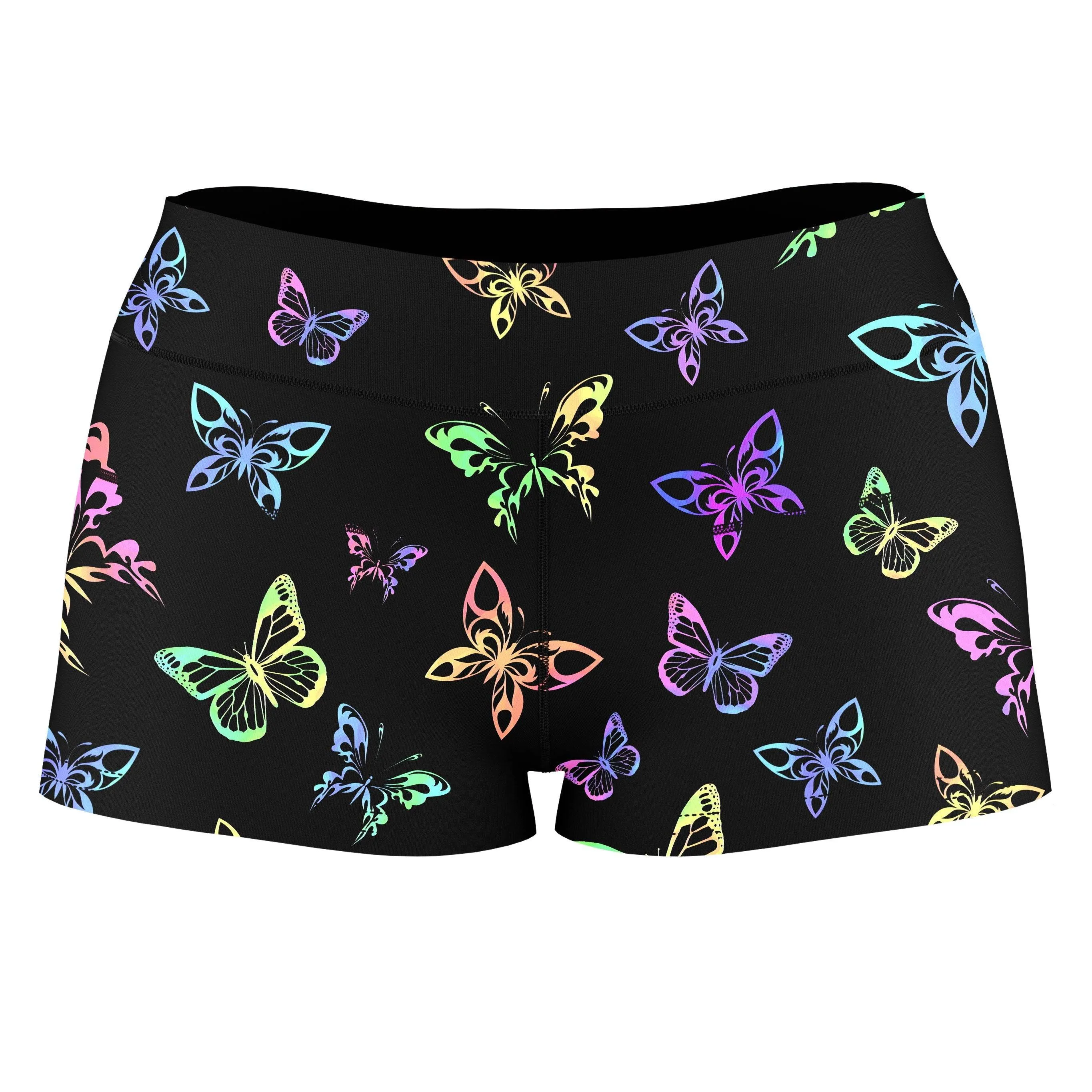 Psychedelic Butterflies High-Waisted Women's Shorts sold by iEDM