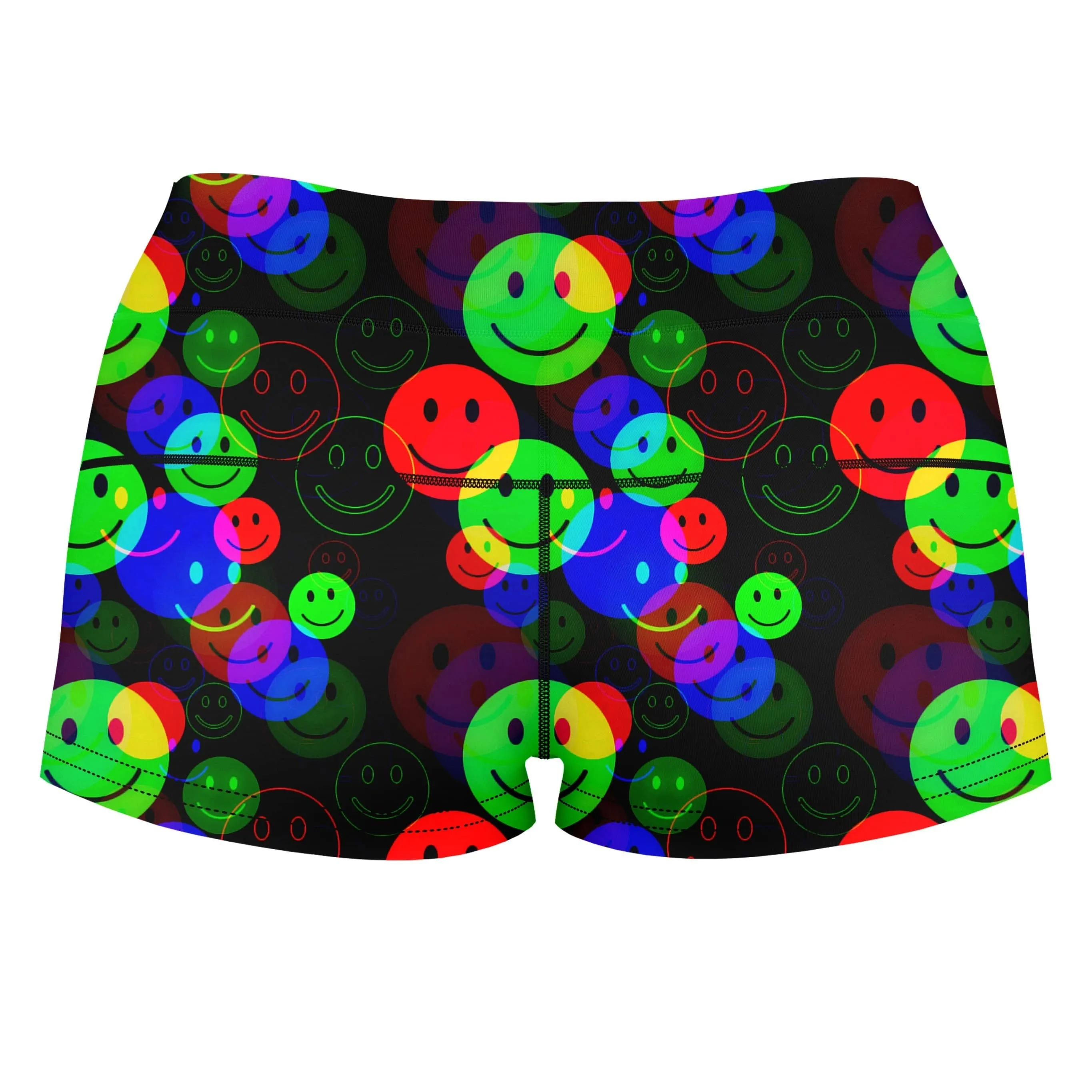 RGB Smile Glitch High-Waisted Women's Shorts sold by iEDM product image thumbnail 2