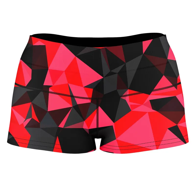 Red and Black Geo High-Waisted Women's Shorts sold by iEDM